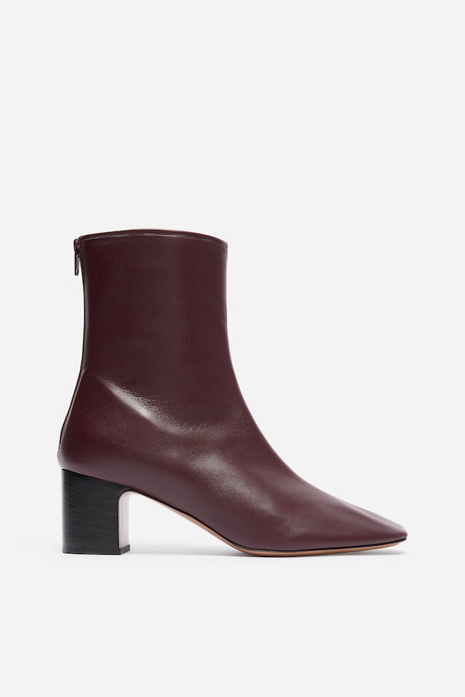 Bottines en cuir de style chaussette - Rouge foncé - 1