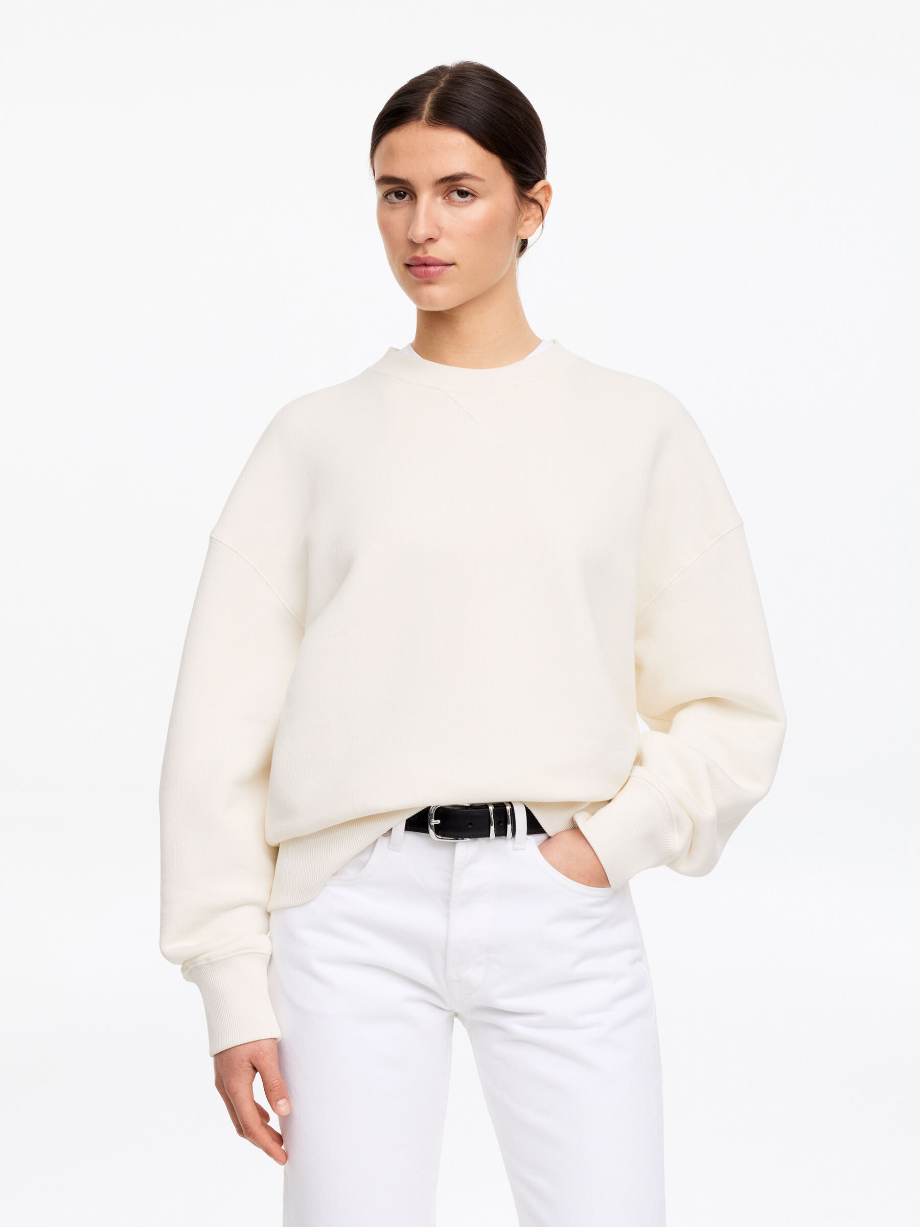 Relaxed Terry Sweatshirt - Off White - Relaxed fit - Women - StillMedia/Lookbook - 10