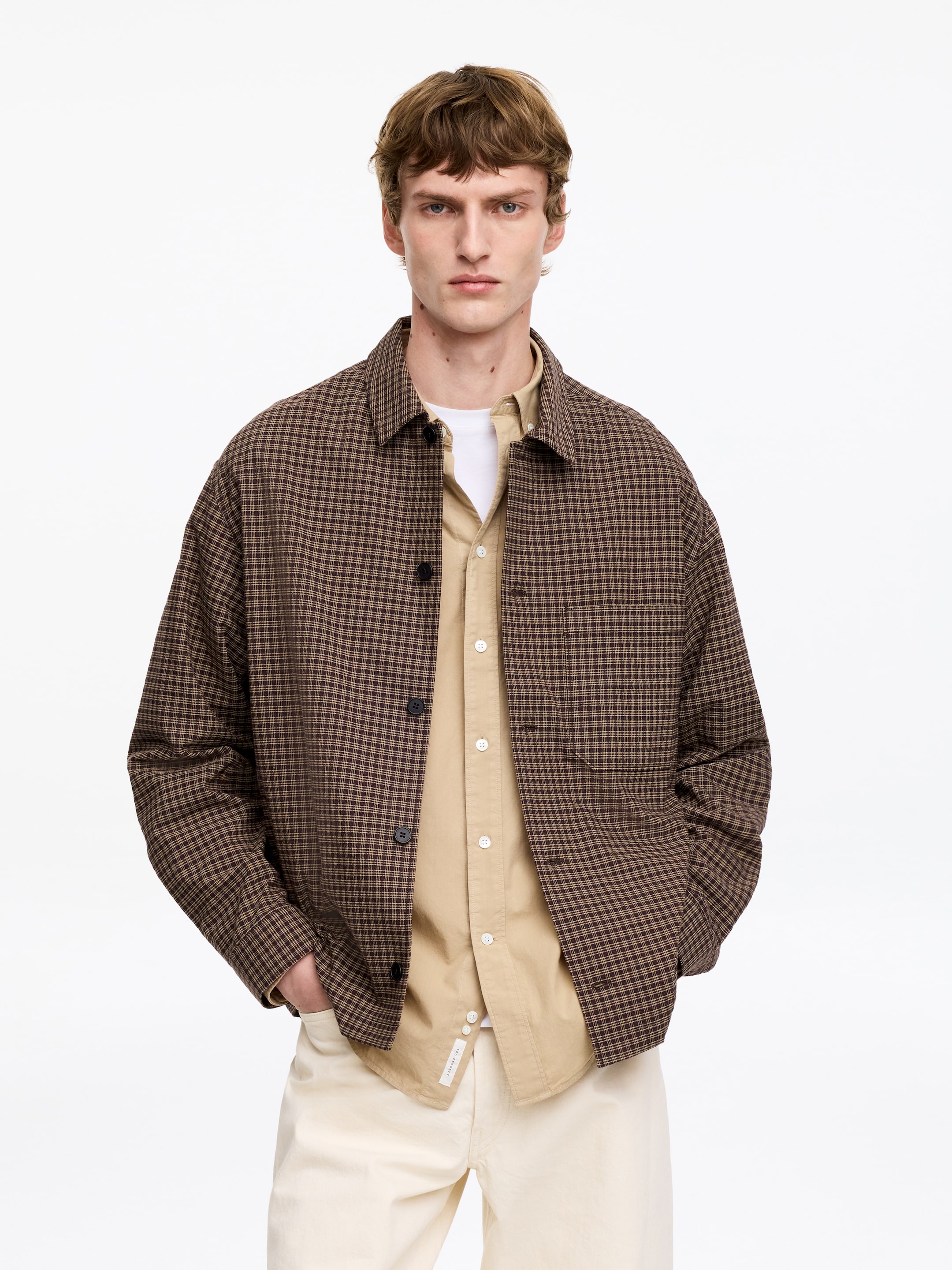 Relaxed Seersucker Shirt-#624e42-18684