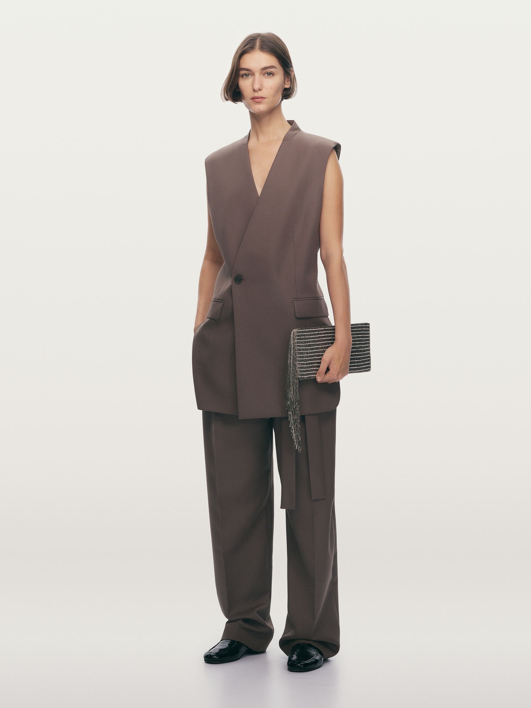 Tailored Wool-Blend Trousers - Dark Mole - Relaxed fit - Women - StillMedia/Environmental - 1