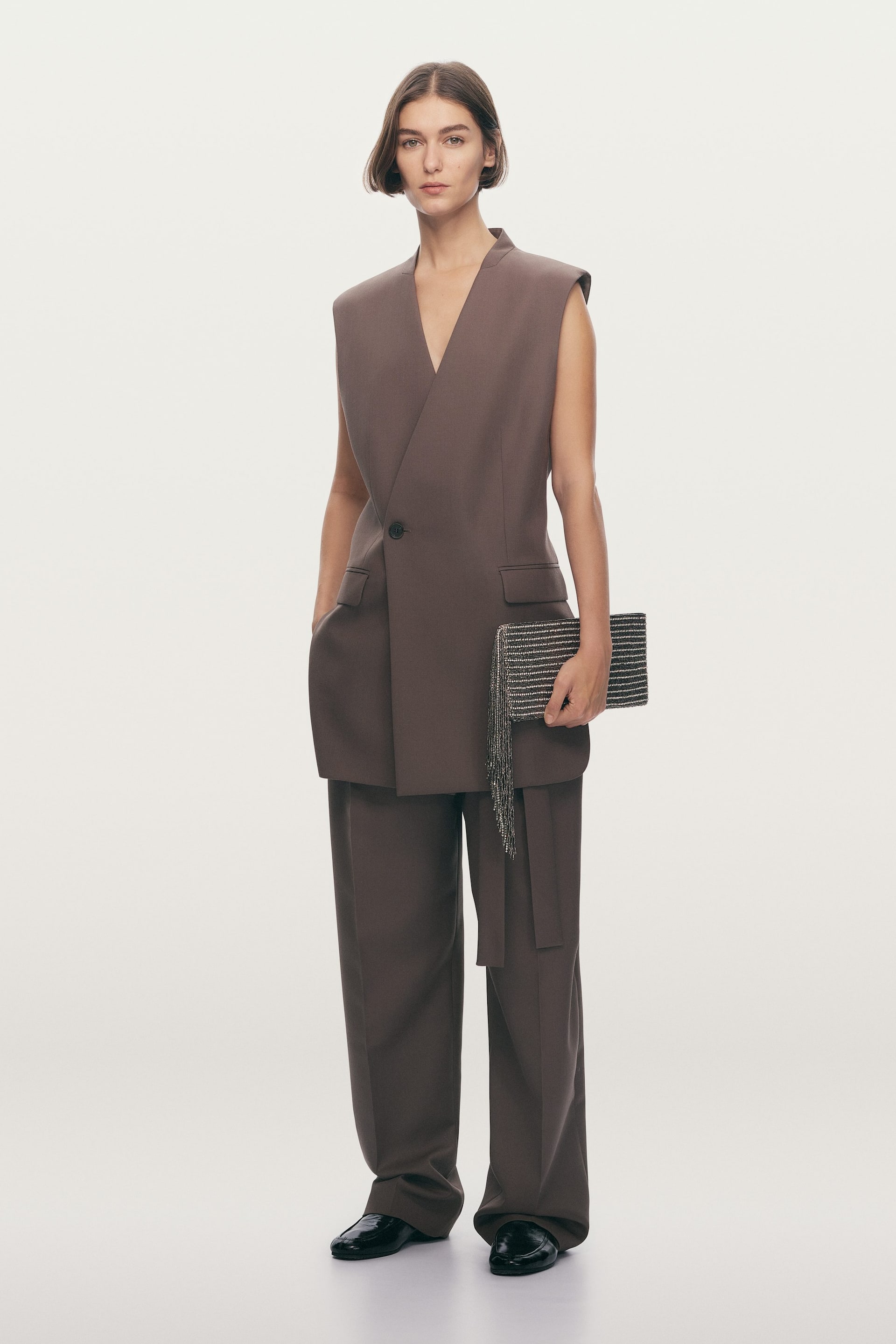 Visualizza l'immagine ingrandita: Elegante Hose aus Wollmischung - Dunkles Graubraun - DONNA | H&M CH 1