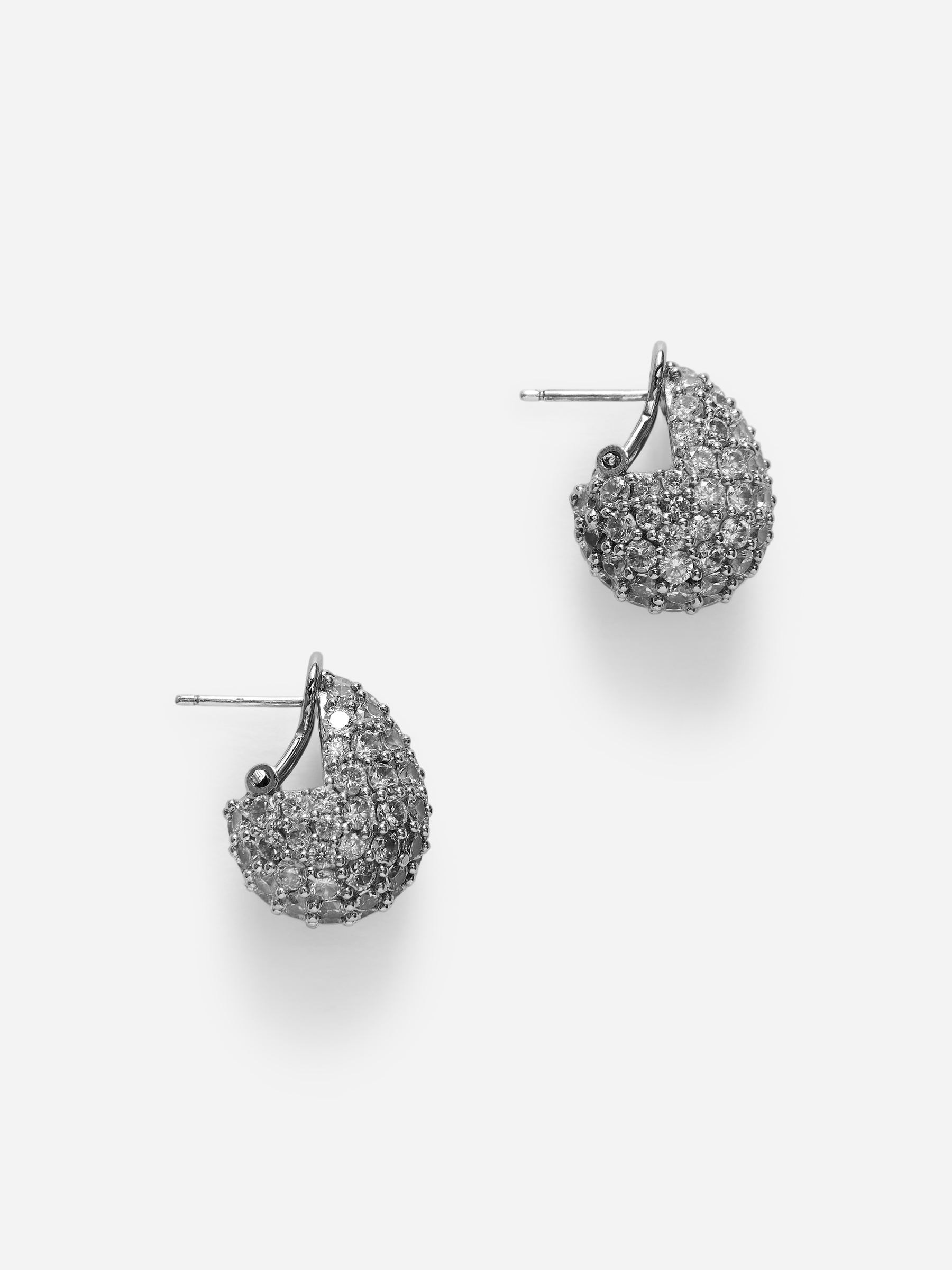 Drop-Shaped Rhinestone Earrings-#DFDEDE-17457