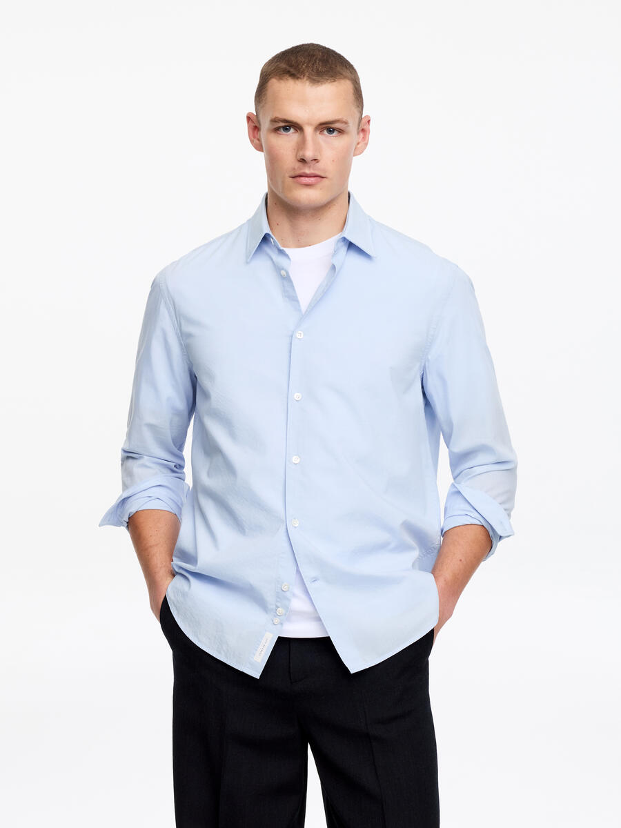 ARKET Men's  Regular Cotton Lyocell Shirt Blue,  size 52