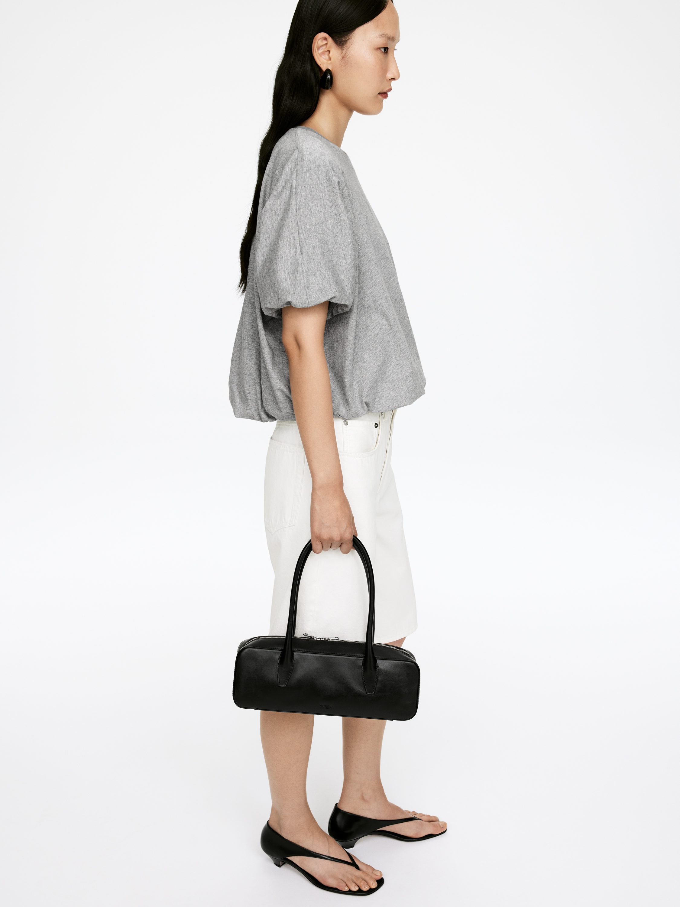 Bubble-Hem T-Shirt - Grey - Regular fit - Women - StillMedia/Lookbook - 3