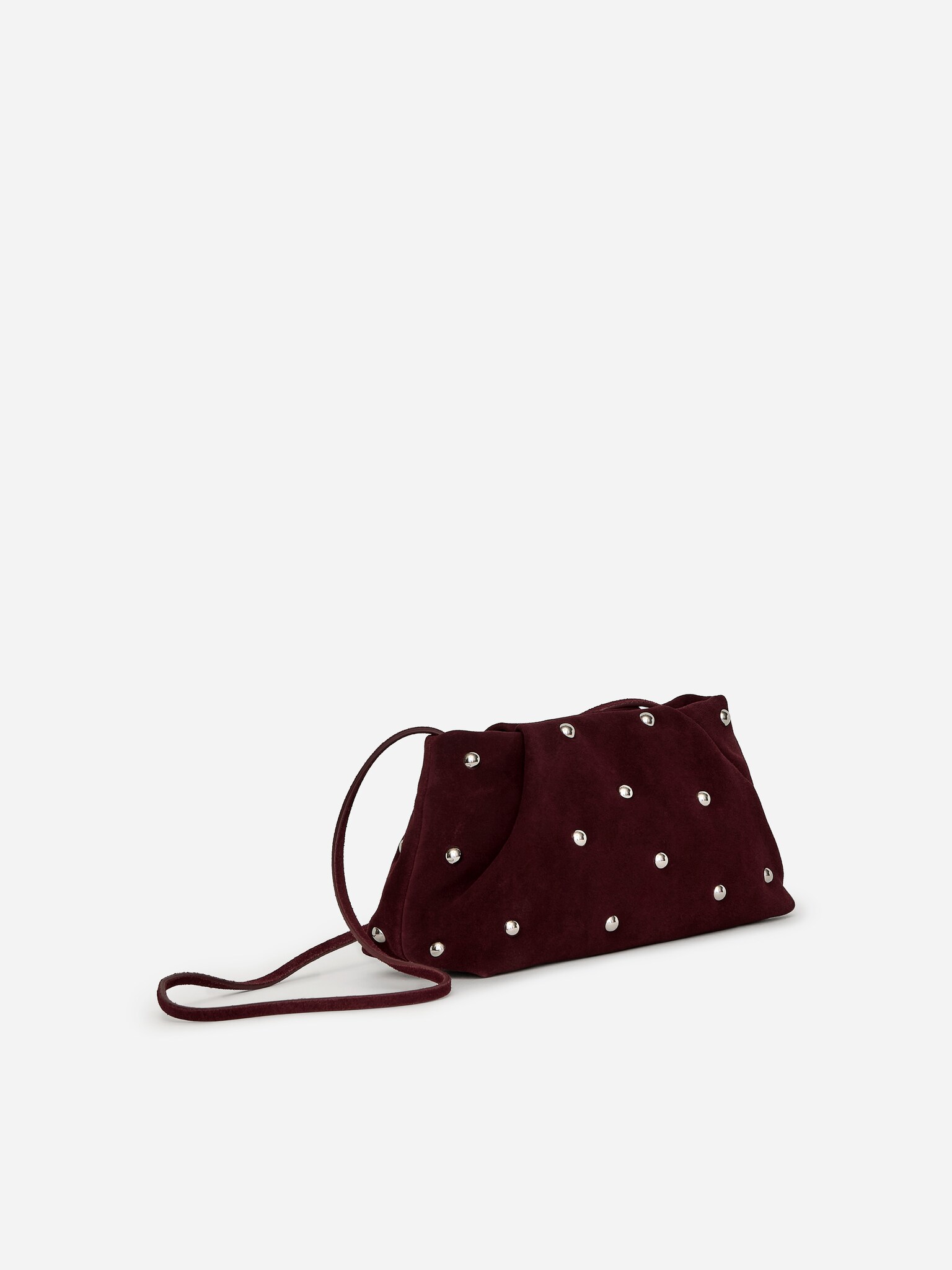 Pochette cloutée en daim - Bordeaux - 5