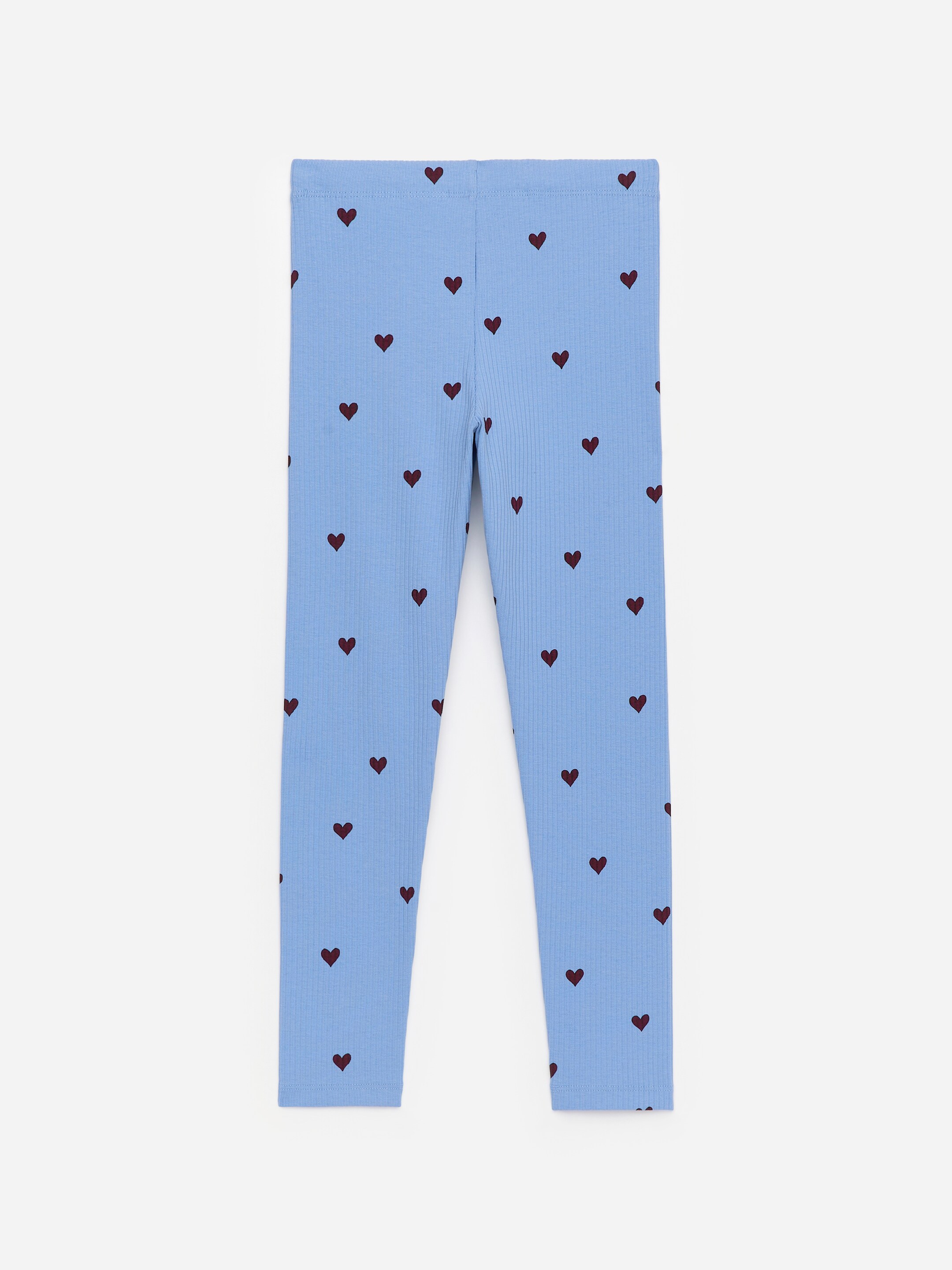 Visa större bild: Ribbade Leggings - Blå/vinröda hjärtan - BARN | H&M FI 2