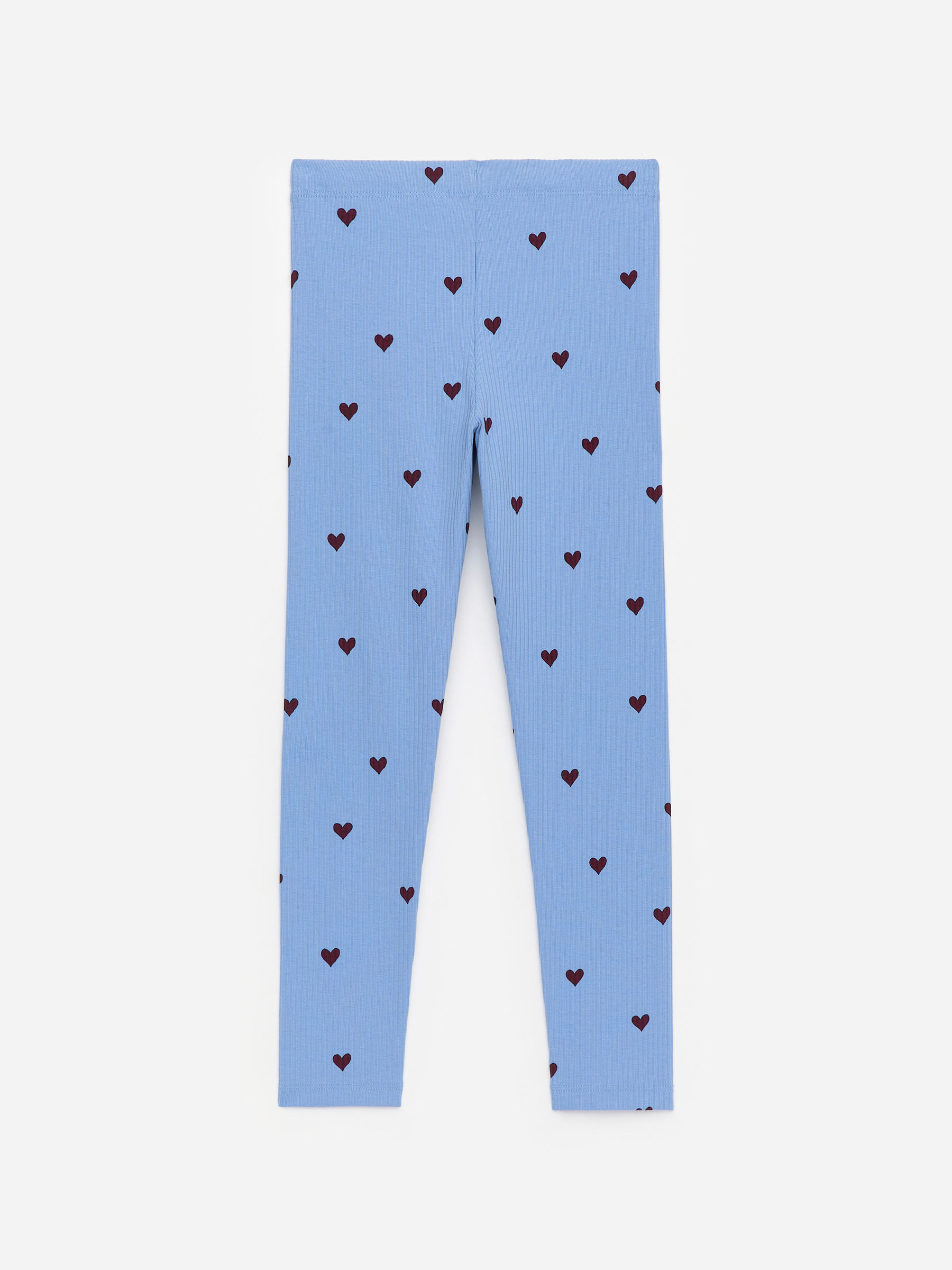 Ribbed Leggings - Blue/Burgundy Hearts - Slim fit - Children - StillMedia/DescriptiveStillLife - 1