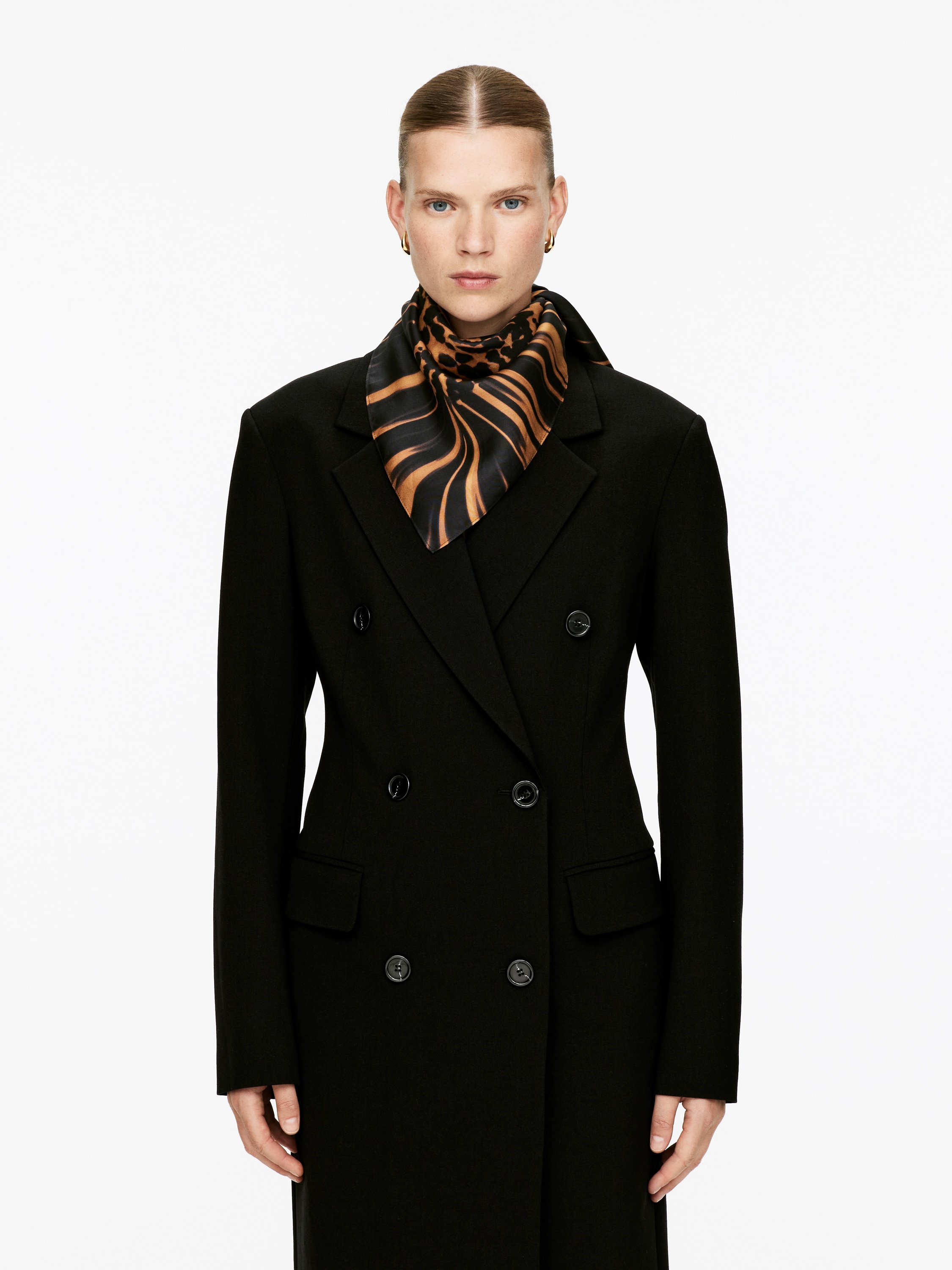 Копринен шал - Оранжево/Кафяво