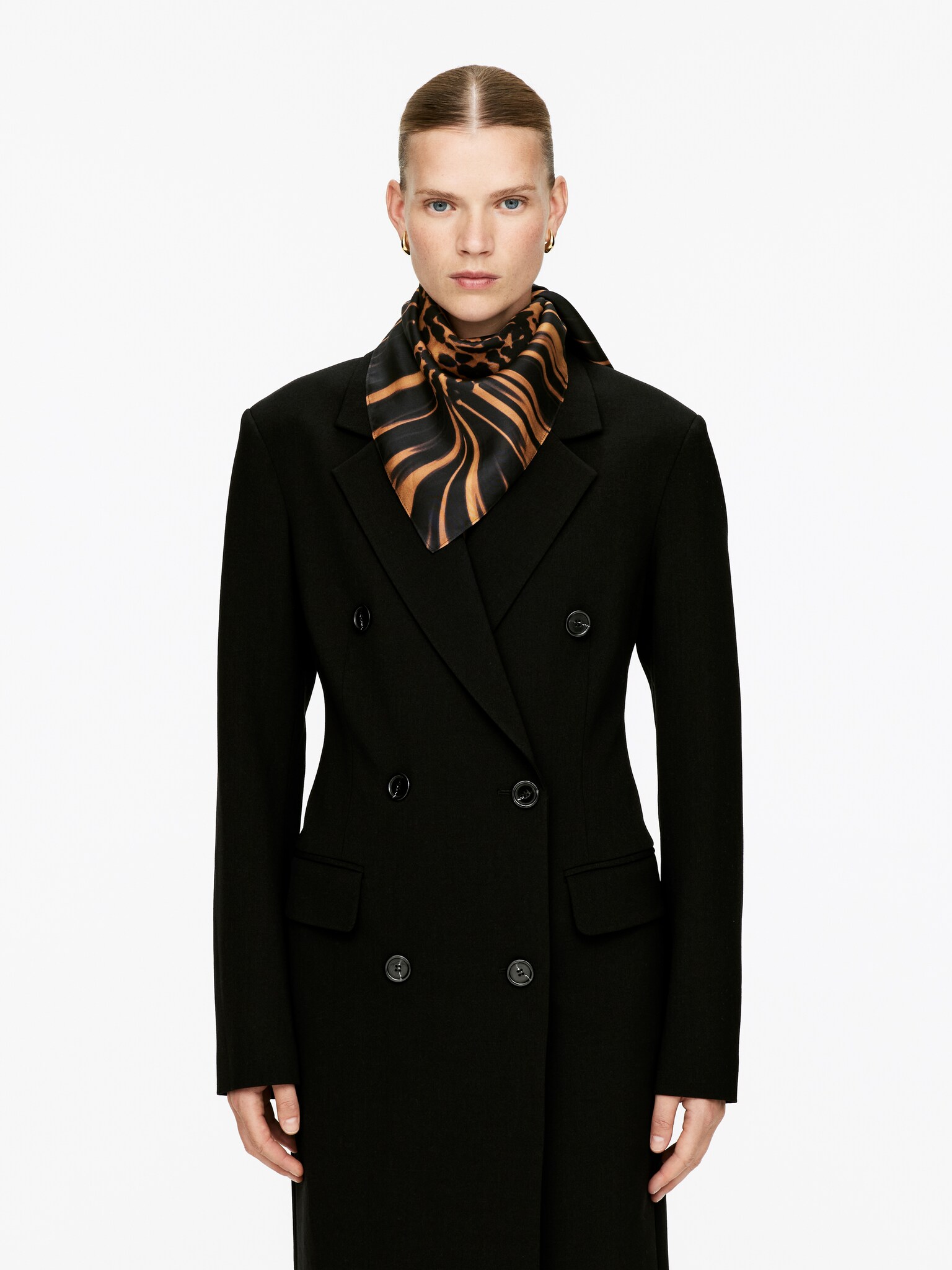 Foulard en soie - Orange/Marron - 1