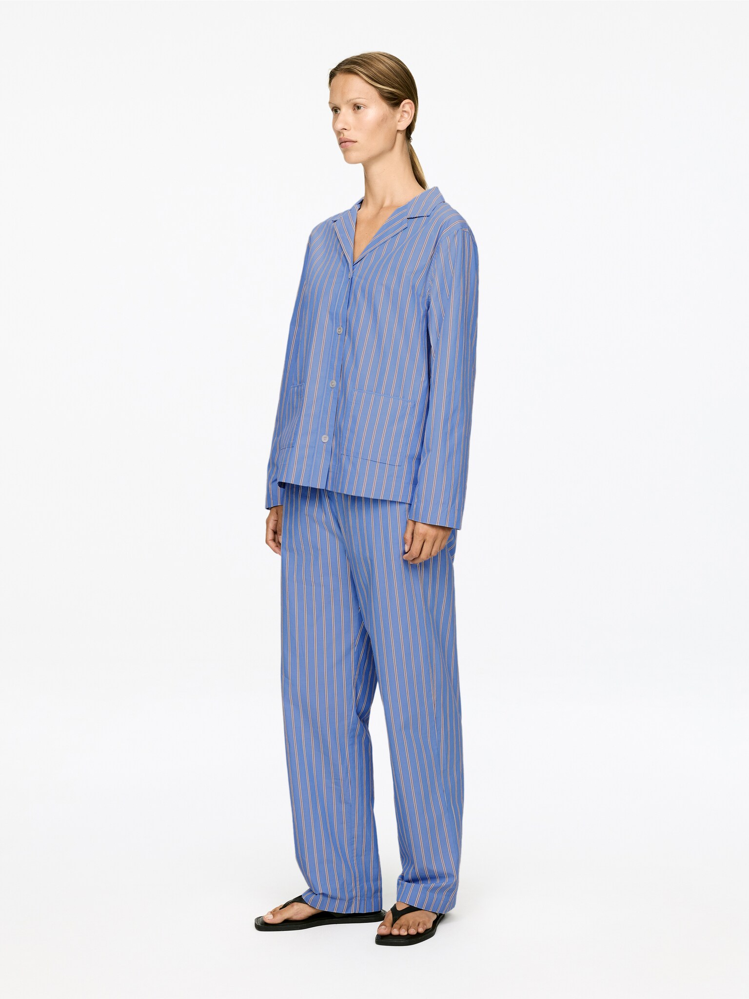 Chemise en satin de coton - Bleu/Rayé - 4