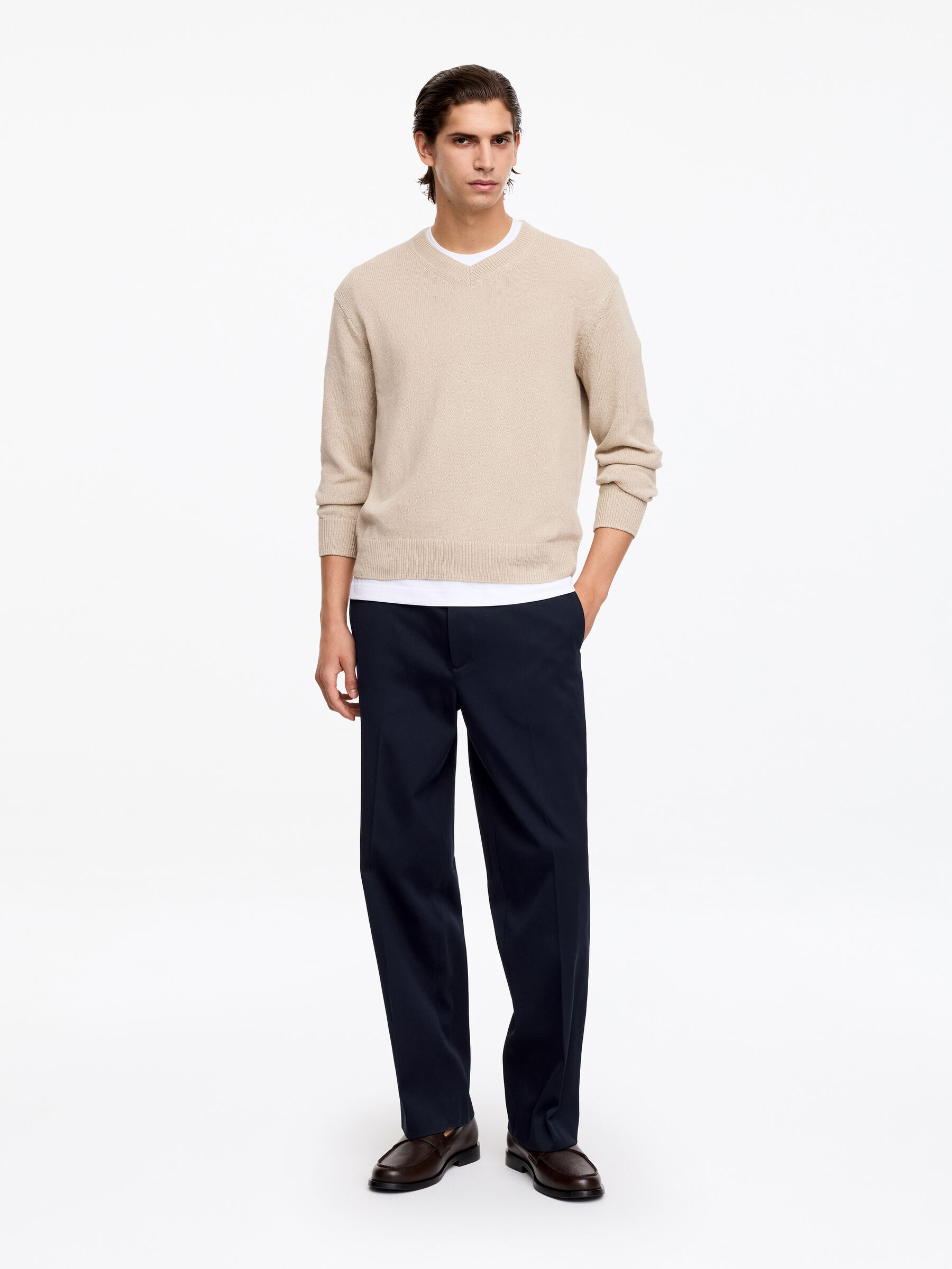 Wide Dressed Cotton Trousers - Dark Blue - Loose fit - Men - StillMedia/Lookbook - 2
