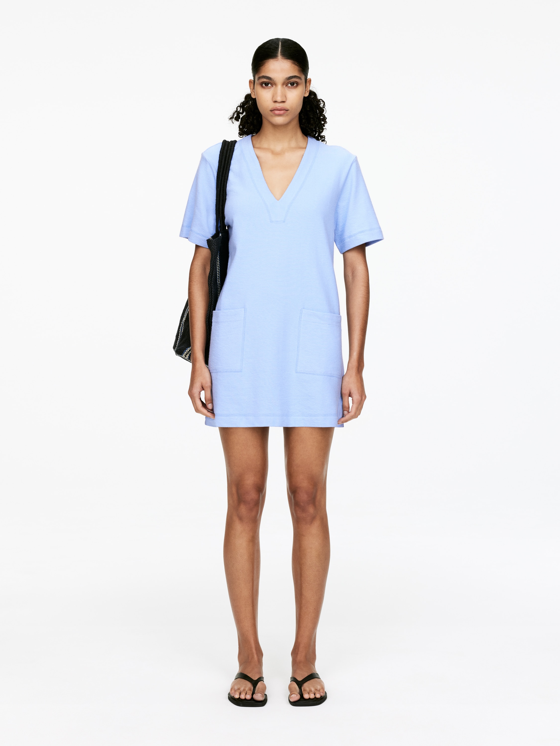 Bavlnené šaty z froté - Svetlomodrá