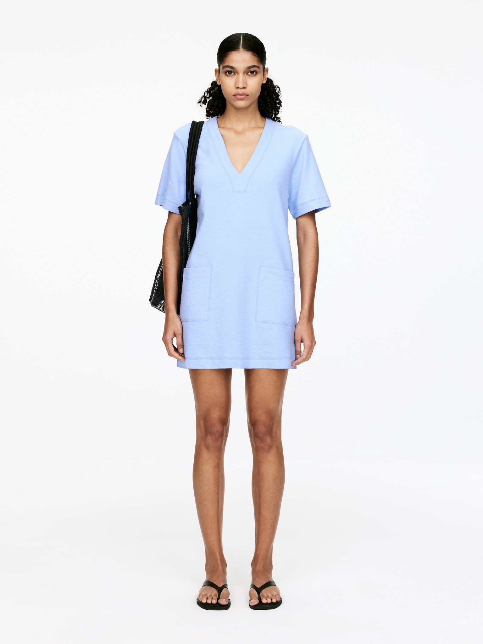Rochie din bumbac frotir - Albastru deschis