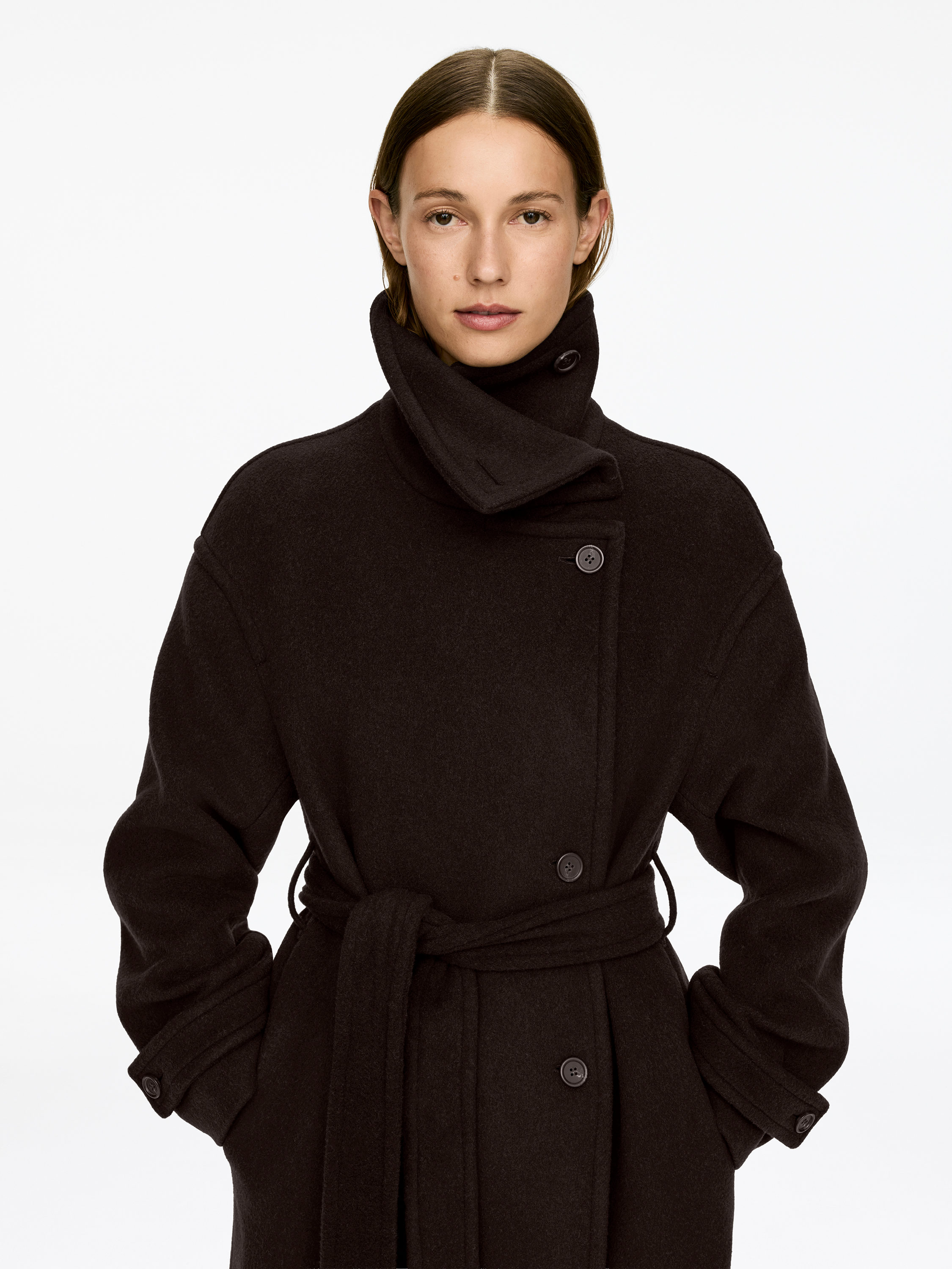 Oversized Wool-Blend Coat - Dark Brown - Oversized - Women - StillMedia/Lookbook - 5