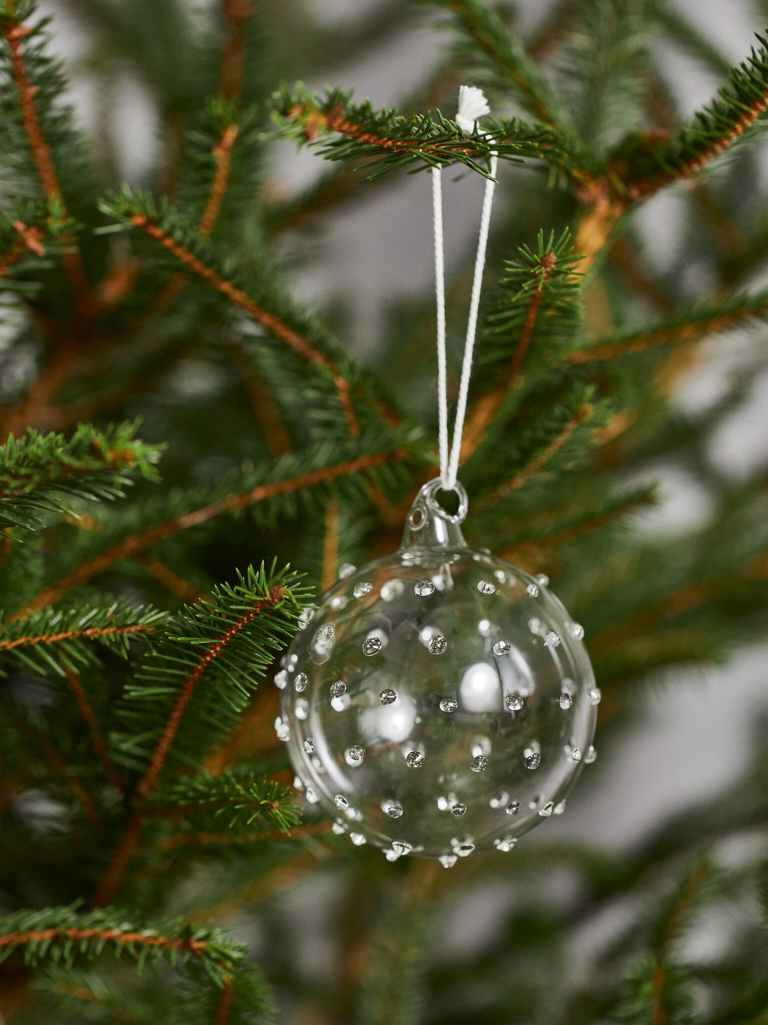 Textured Glass Baubles Set of 2 - Clear Glass - 2