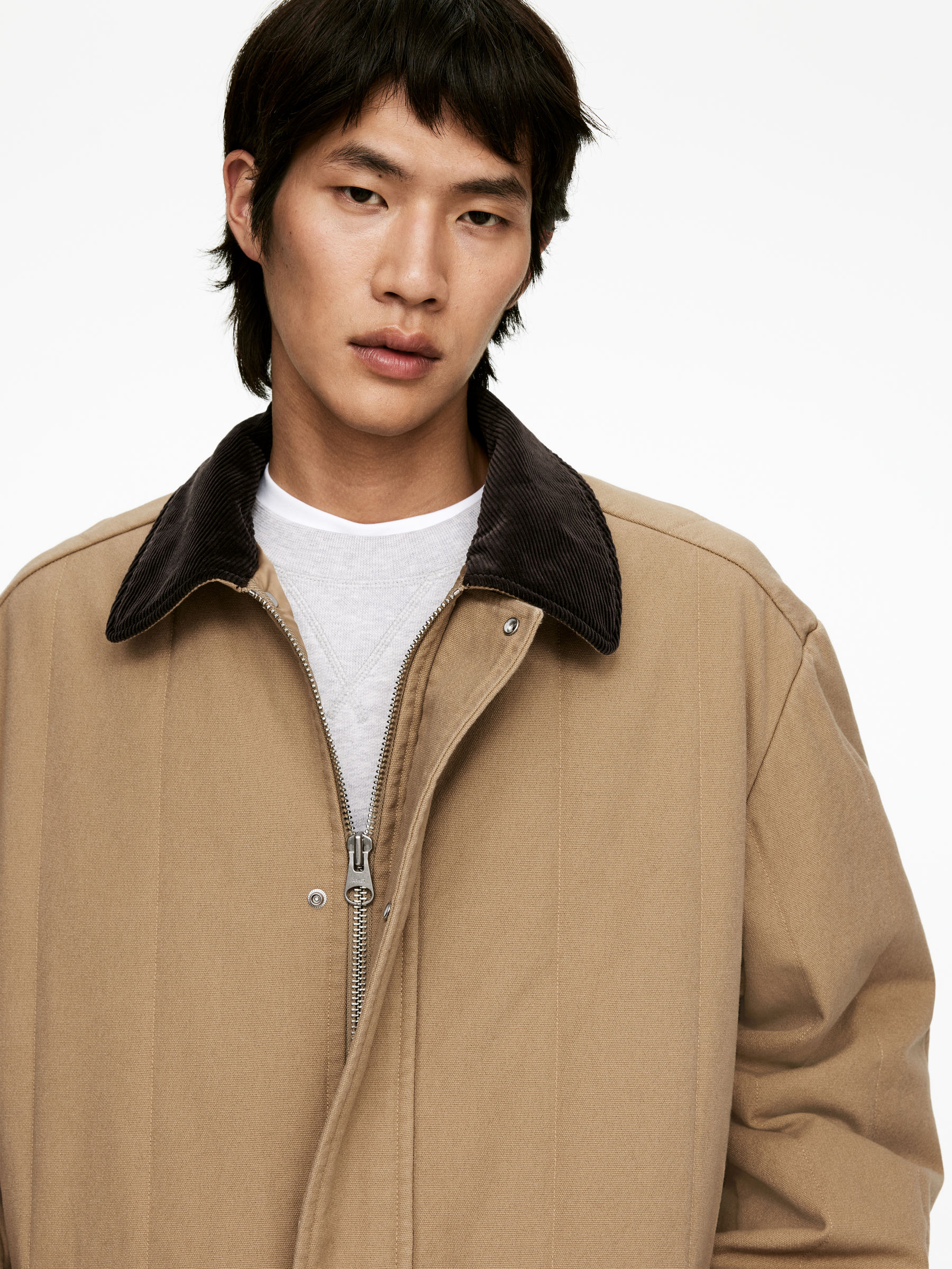 Quilted Canvas Jacket - Dark Beige - Loose fit - Men - StillMedia/Lookbook - 4
