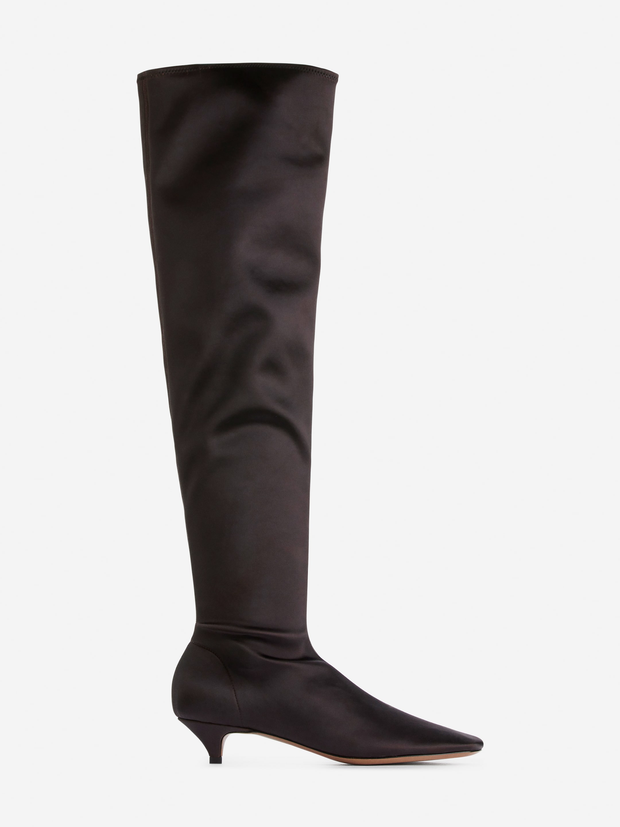 Overknee-stövlar i satin - Mörklila - Women - StillMedia/DescriptiveStillLife - 1