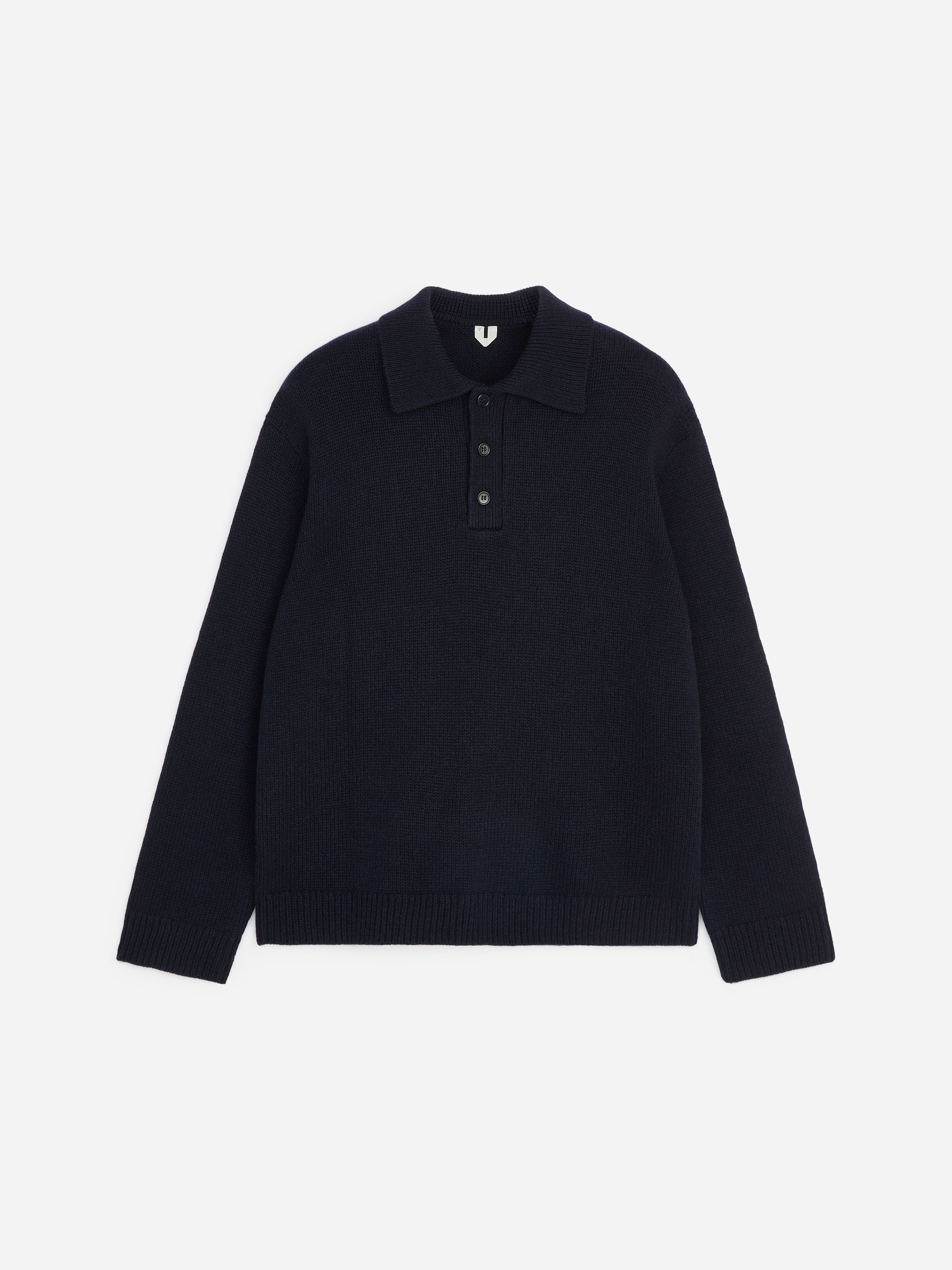 Pull polo en laine - Bleu foncé/Gris chiné