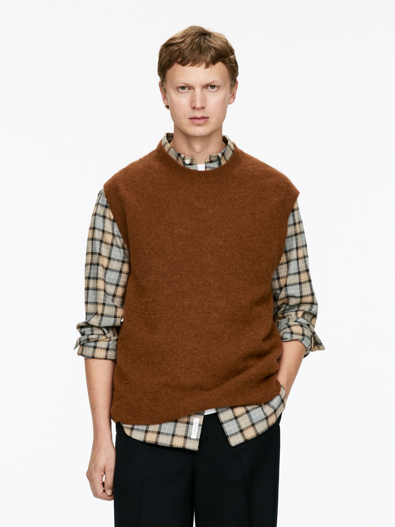 Vest i en blanding av alpakka og ull - Rust/Burgunder - 1