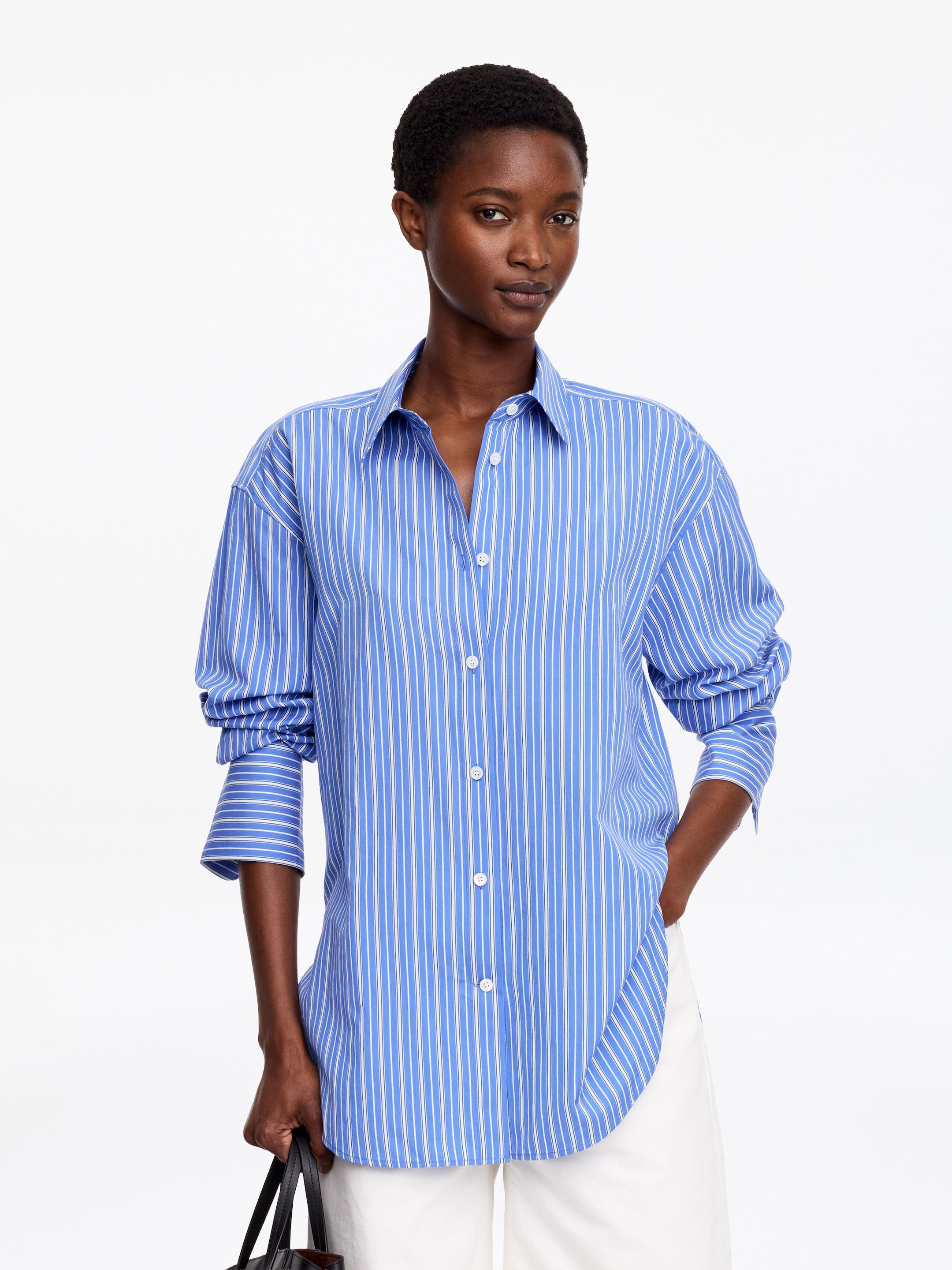 Camisa amplia de algodón y seda - Azul - Corte holgado - Women - StillMedia/Lookbook - 2