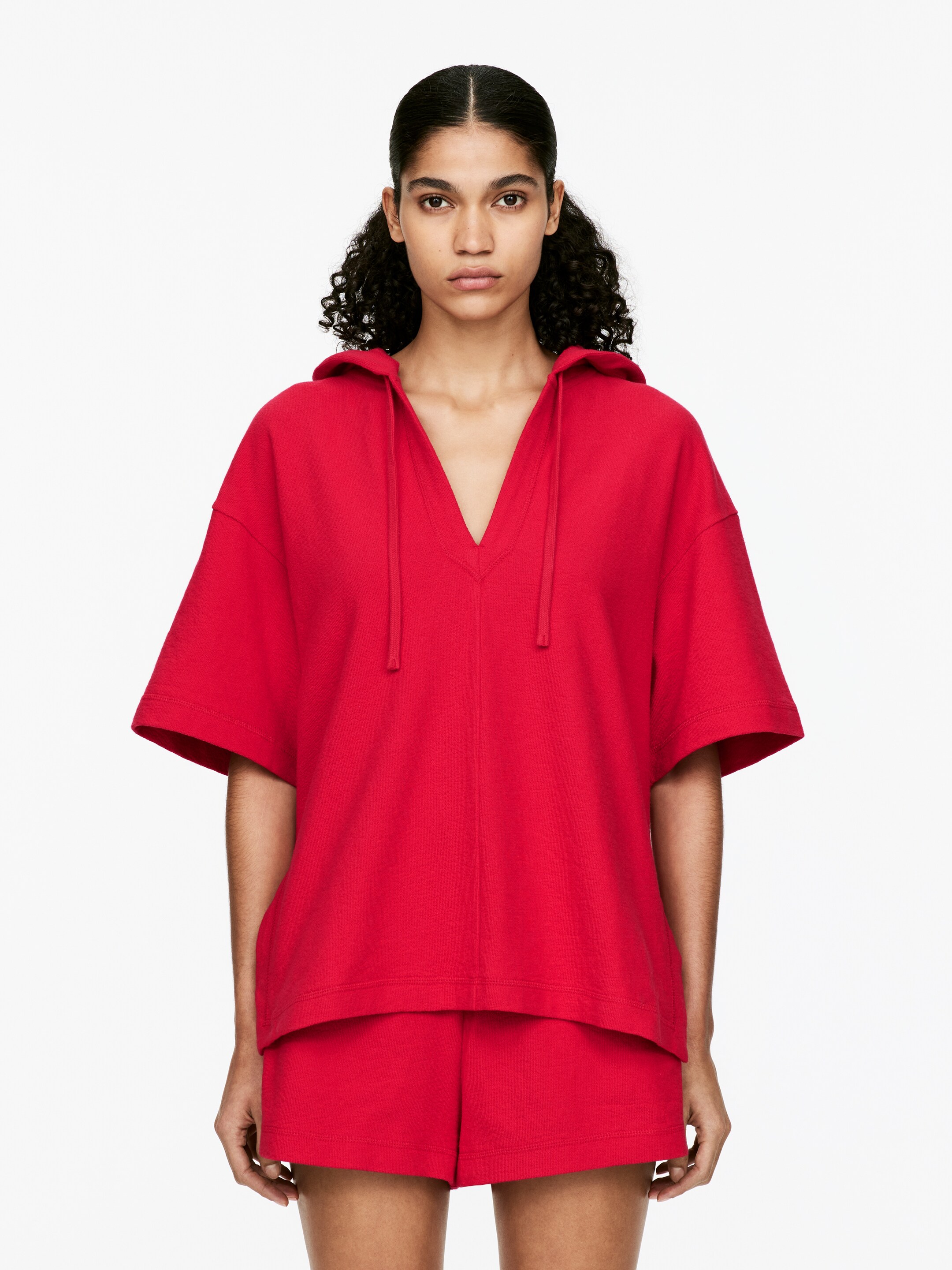 Ver imagem maior: Top com capuz em tecido turco - Vermelho - SENHORA | H&M PT 1
