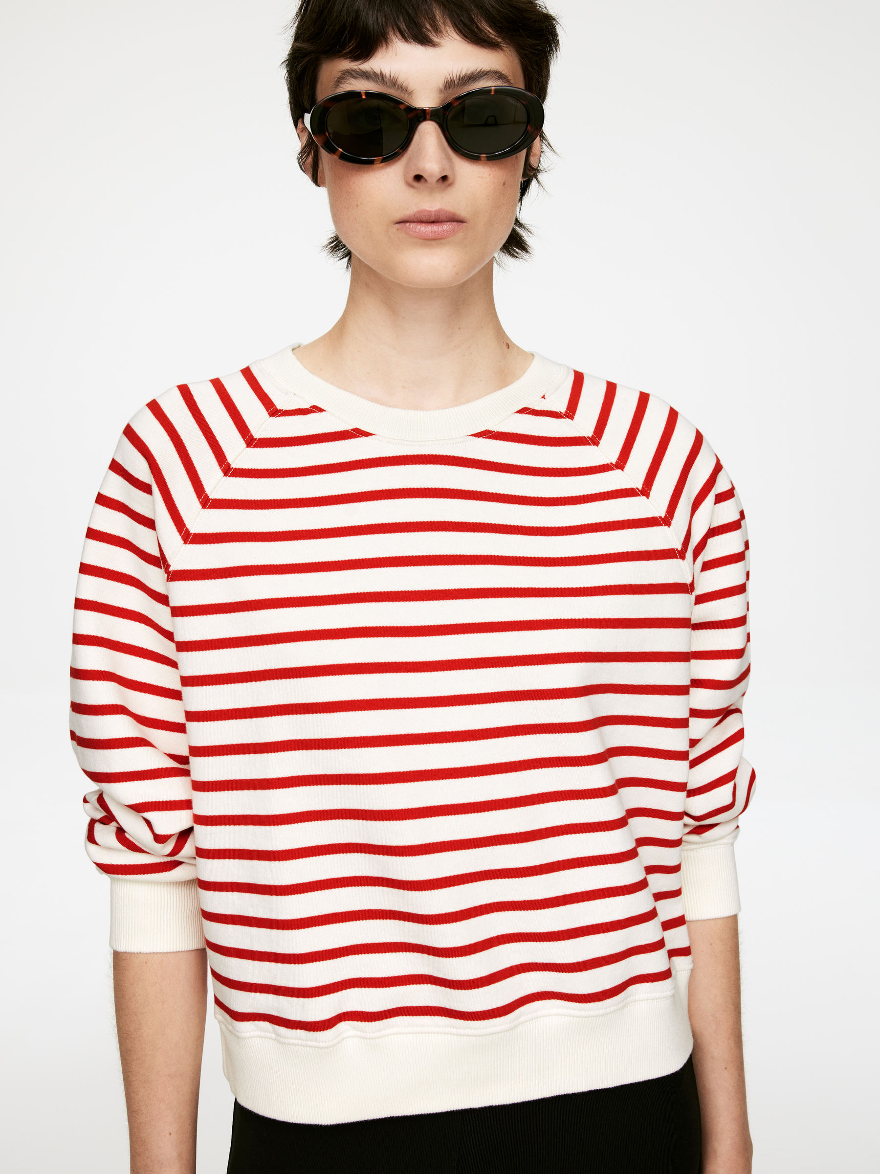 Terry Sweatshirt - White/Red - Regular fit - Women - StillMedia/Lookbook - 7