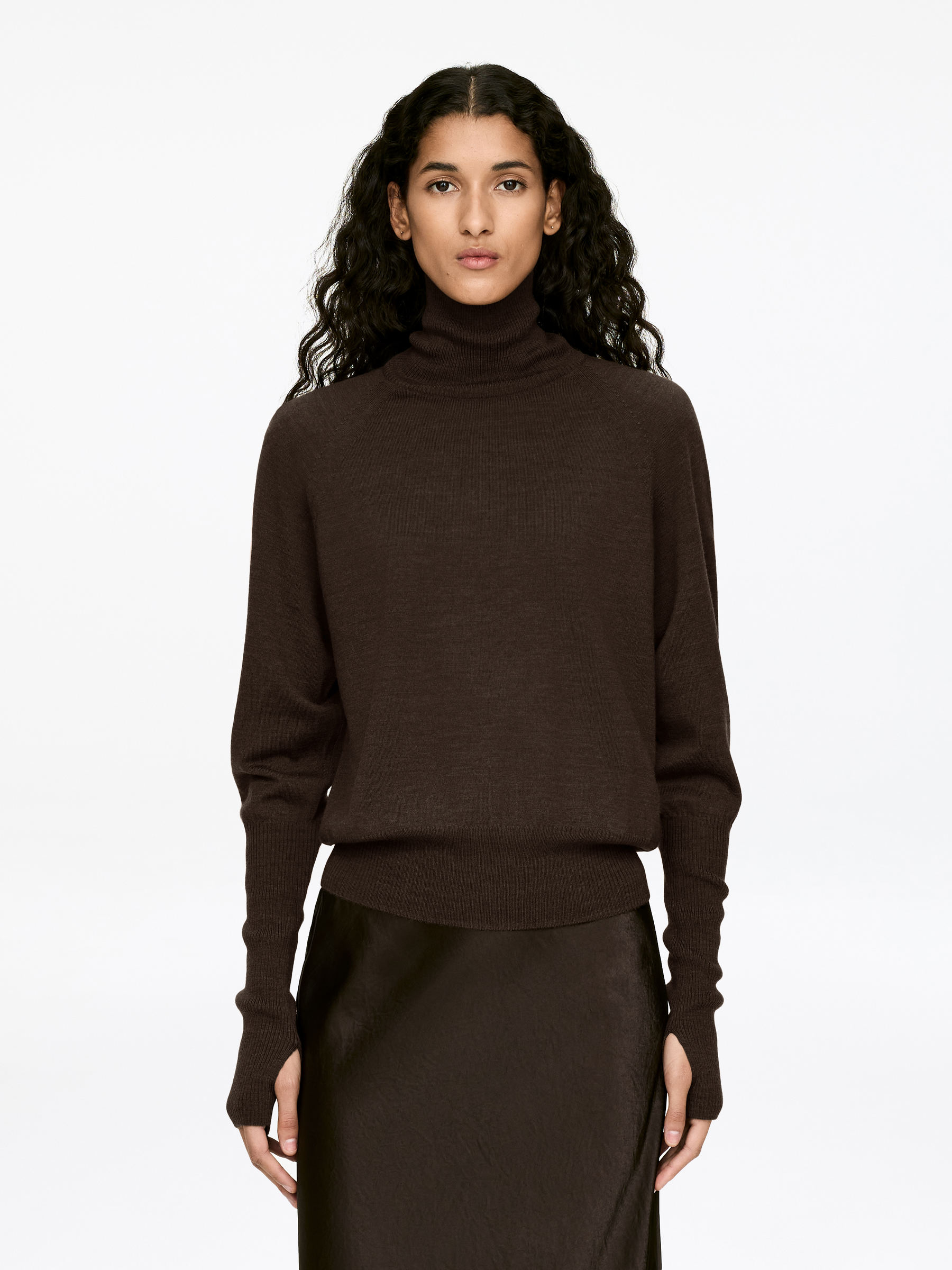 Merino Wool Roll-Neck Jumper-#52412C-17427