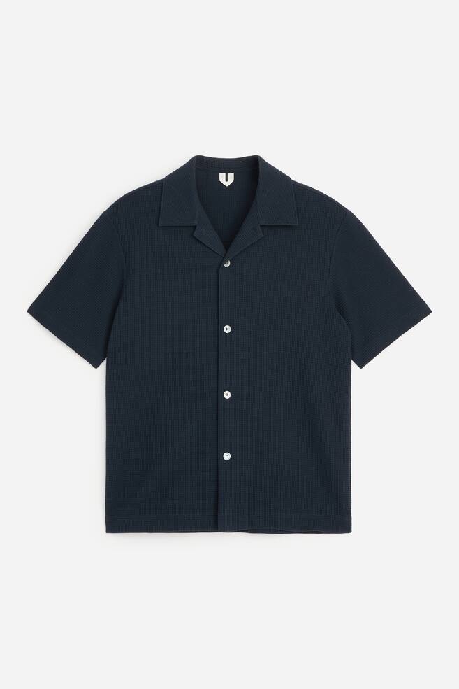 Waffle Jersey Shirt - Dark Blue/Black/Beige - 1