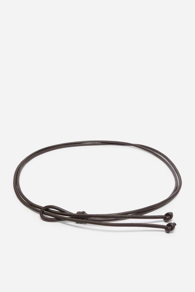Ceinture nouée en cuir - Marron/Noir - 1