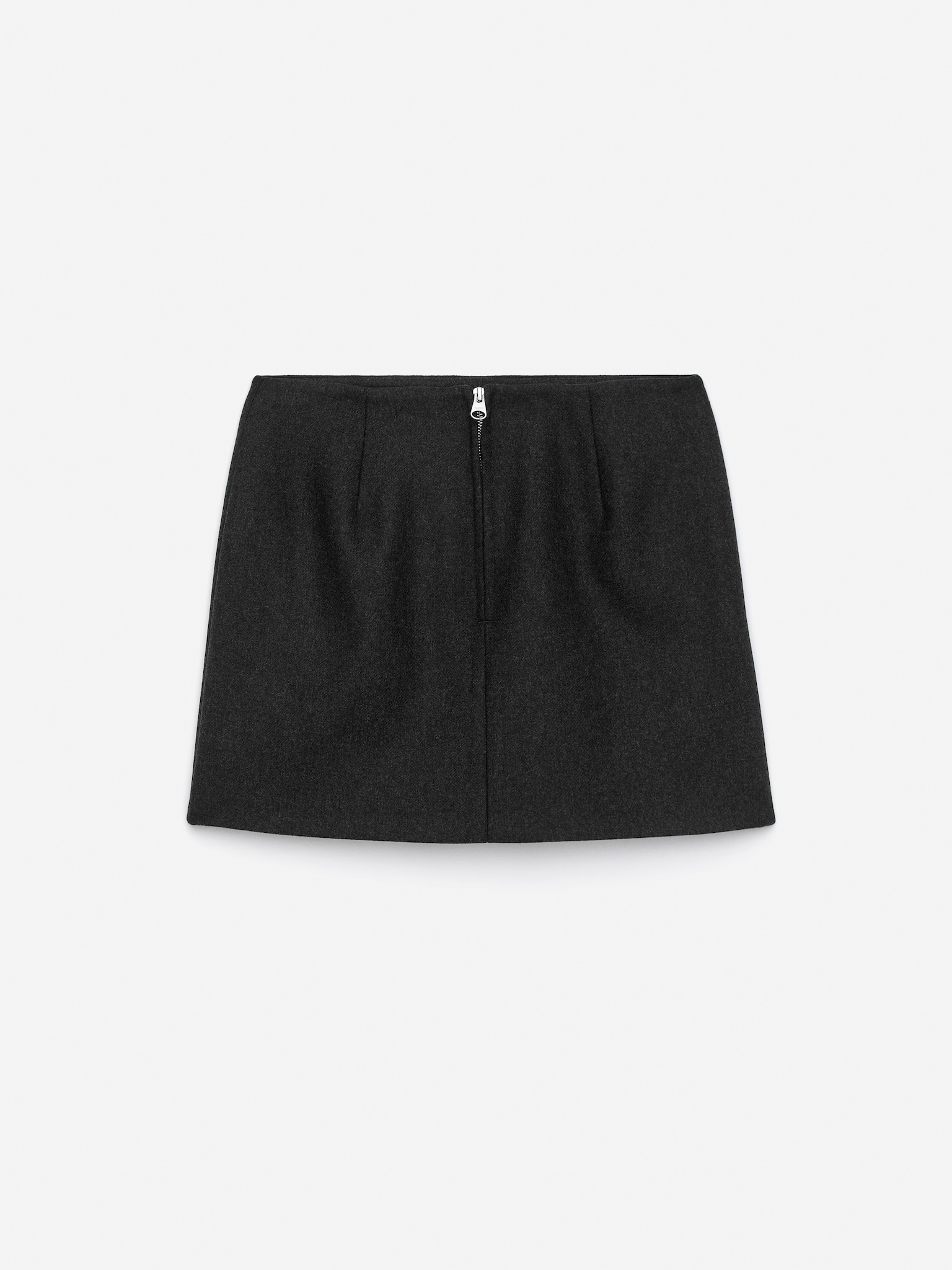 Mini-jupe en mélange de laine - Gris foncé/Rouge - 5