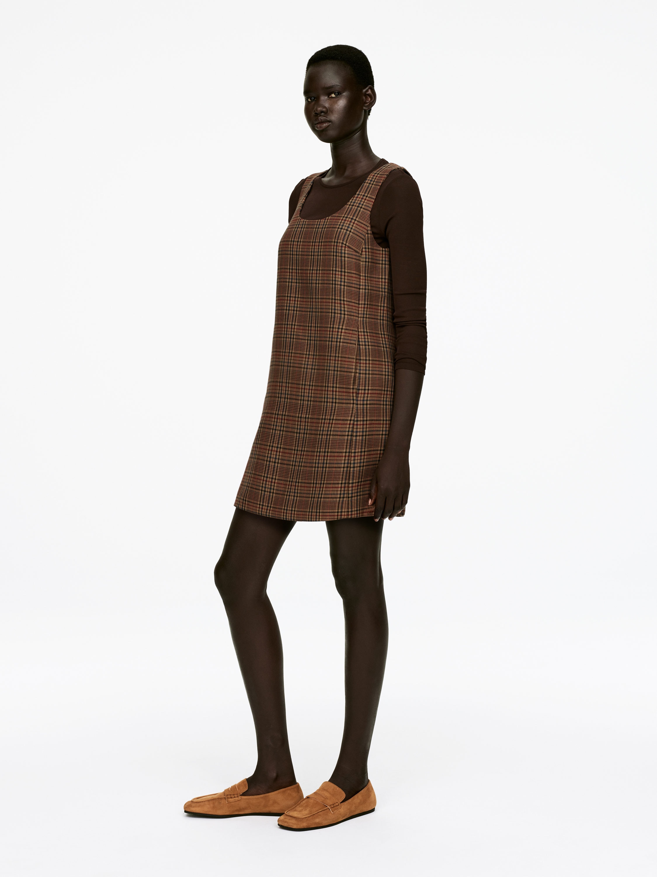 Check Mini Dress - Dark Beige/Checkered - Regular fit - Women - StillMedia/Lookbook - 3