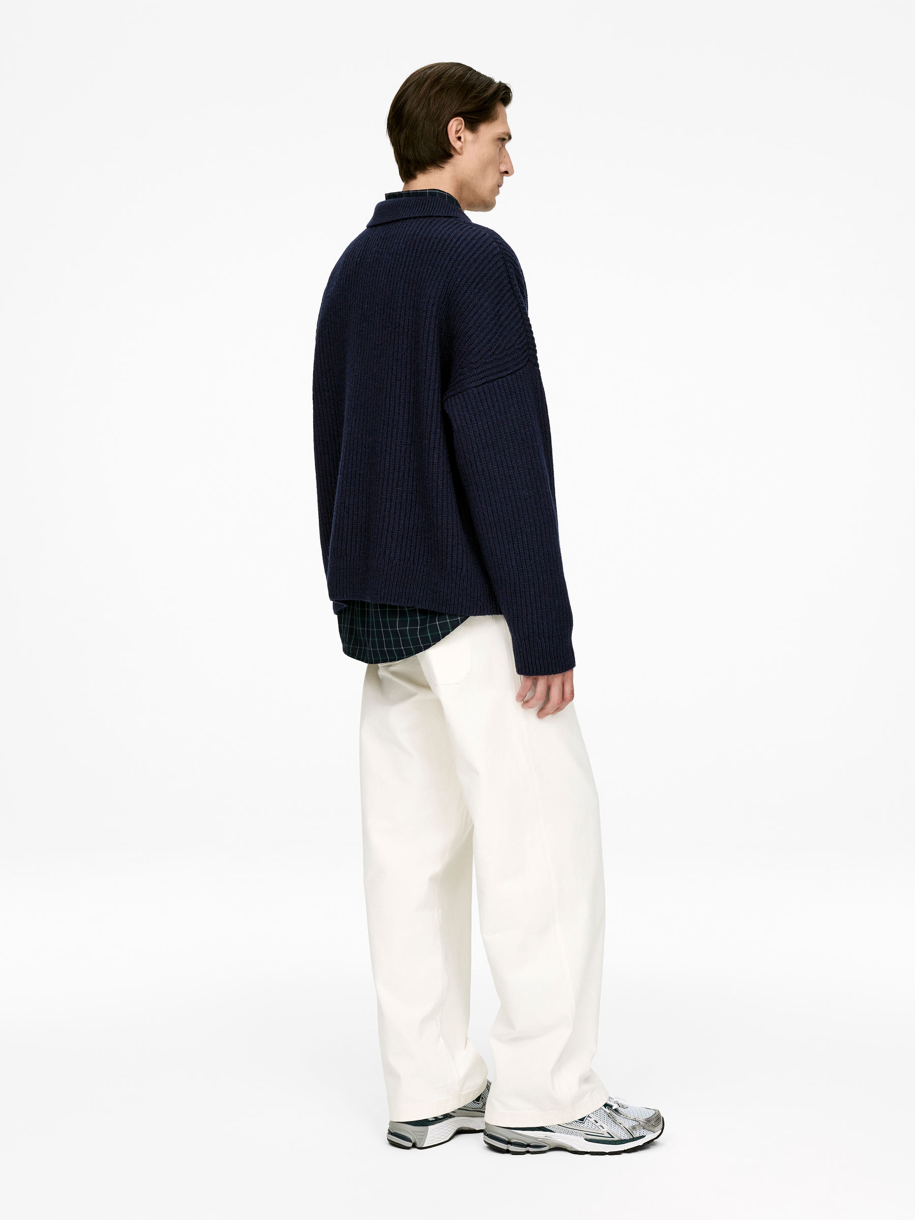 Wool Polo Jumper - Dark Blue - Oversized - Men - StillMedia/Lookbook - 4