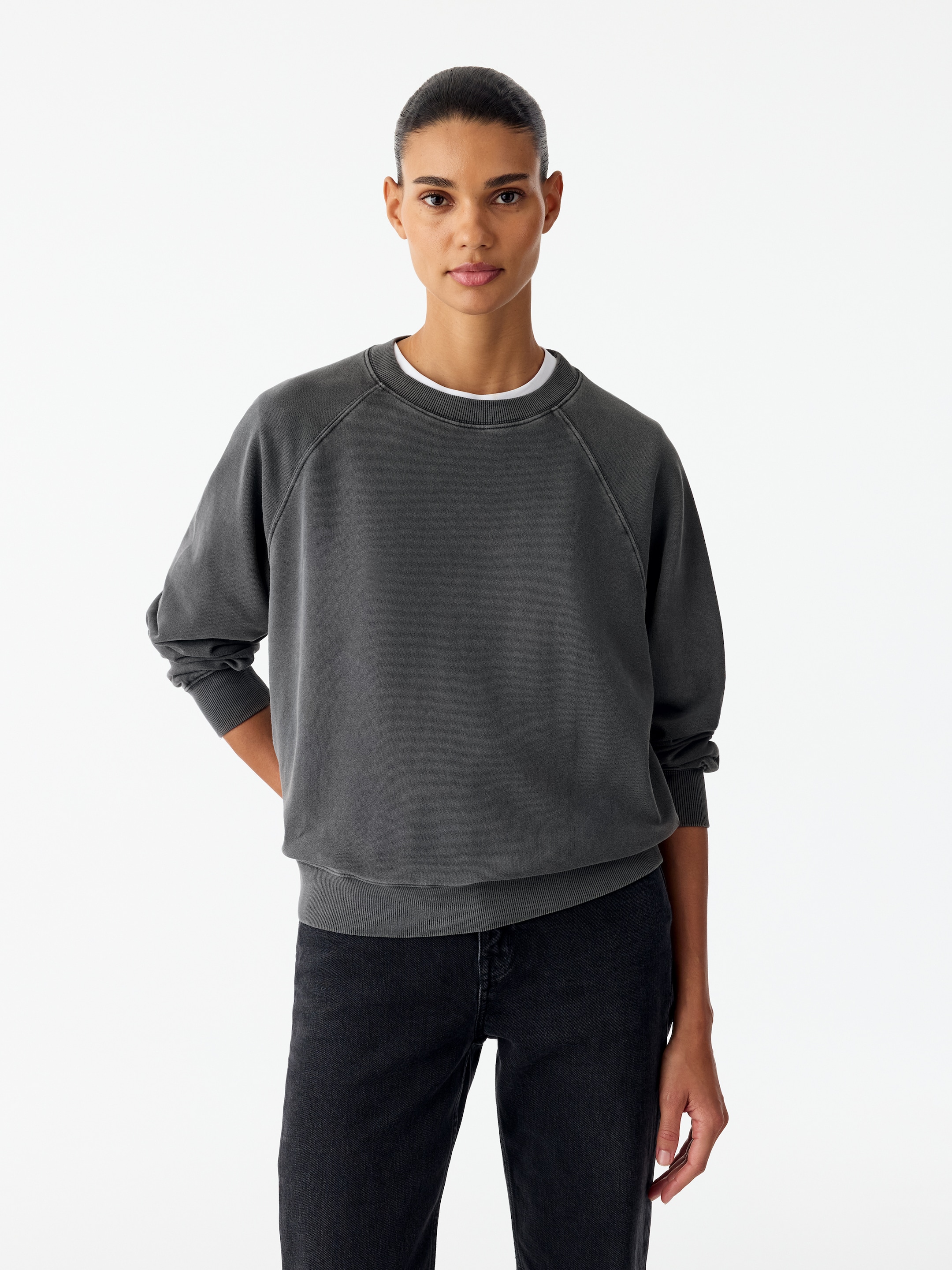 Cotton terry sweatshirt-Black-21012