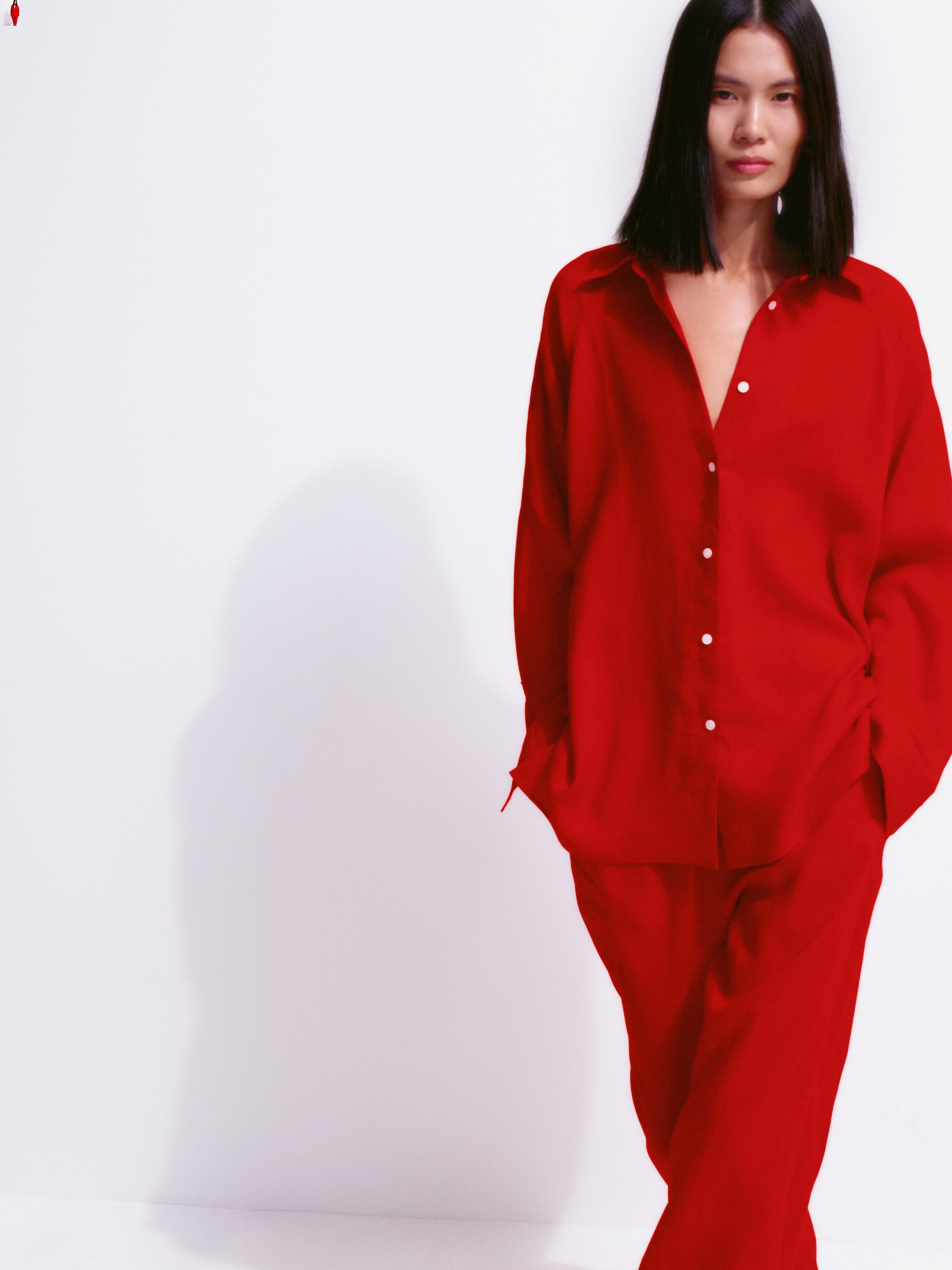 Camisa de lino holgada - Rojo - Corte holgado - Women - StillMedia/Environmental - 1