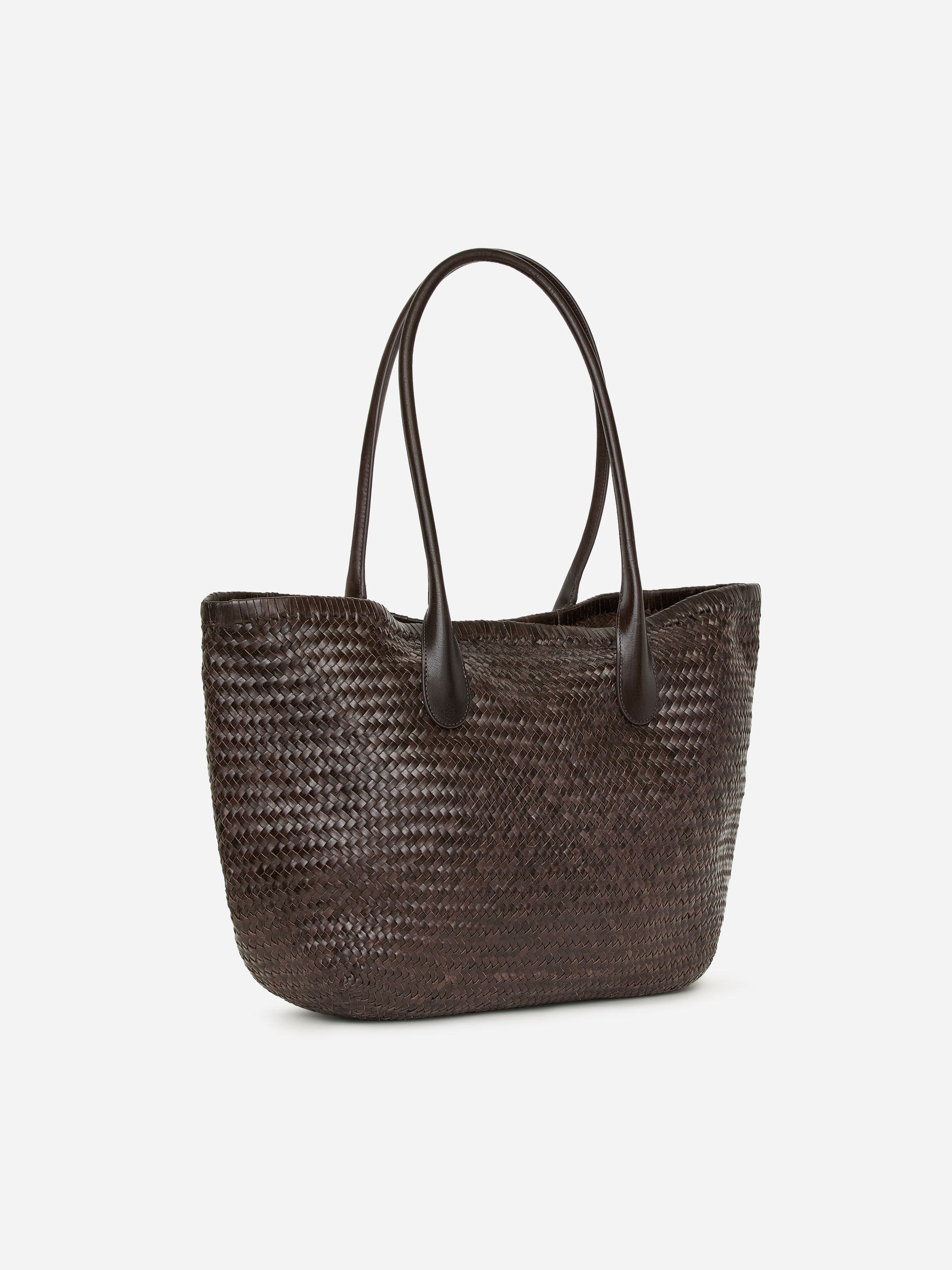 Woven Leather Tote - Dark Brown - Women - StillMedia/DescriptiveStillLife - 2