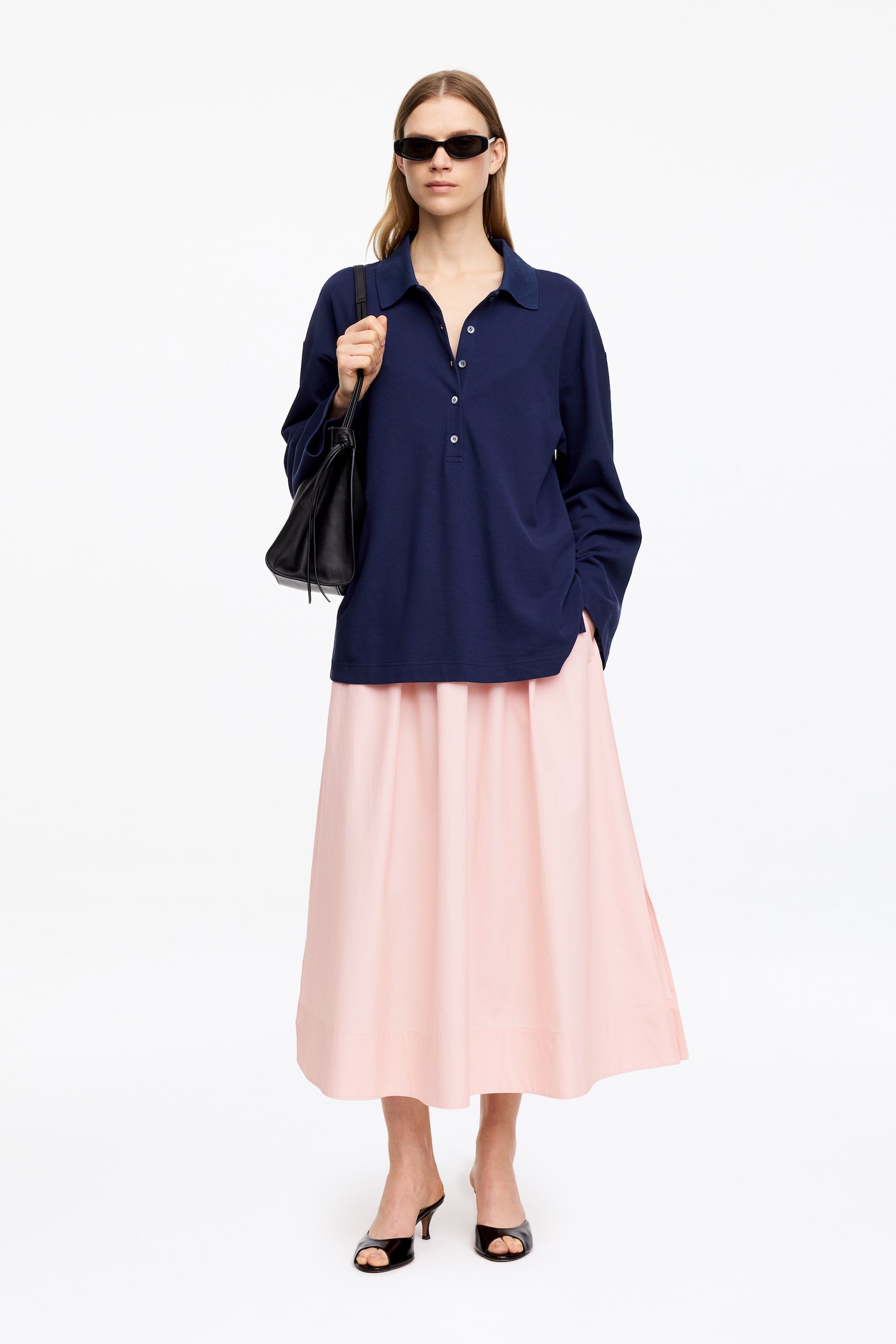 Jupe midi en coton - Rose/Bleu foncé - 6