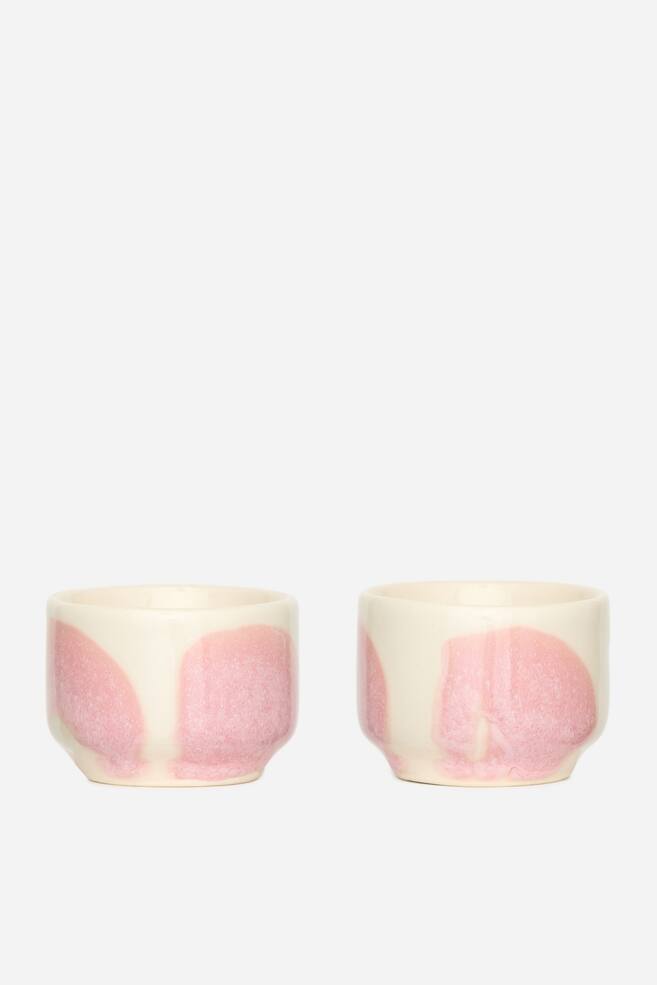 Egg Cups Set of 2 - Off White/Pink/Off White/Blue Splatter/Off White/Dark Blue - 1
