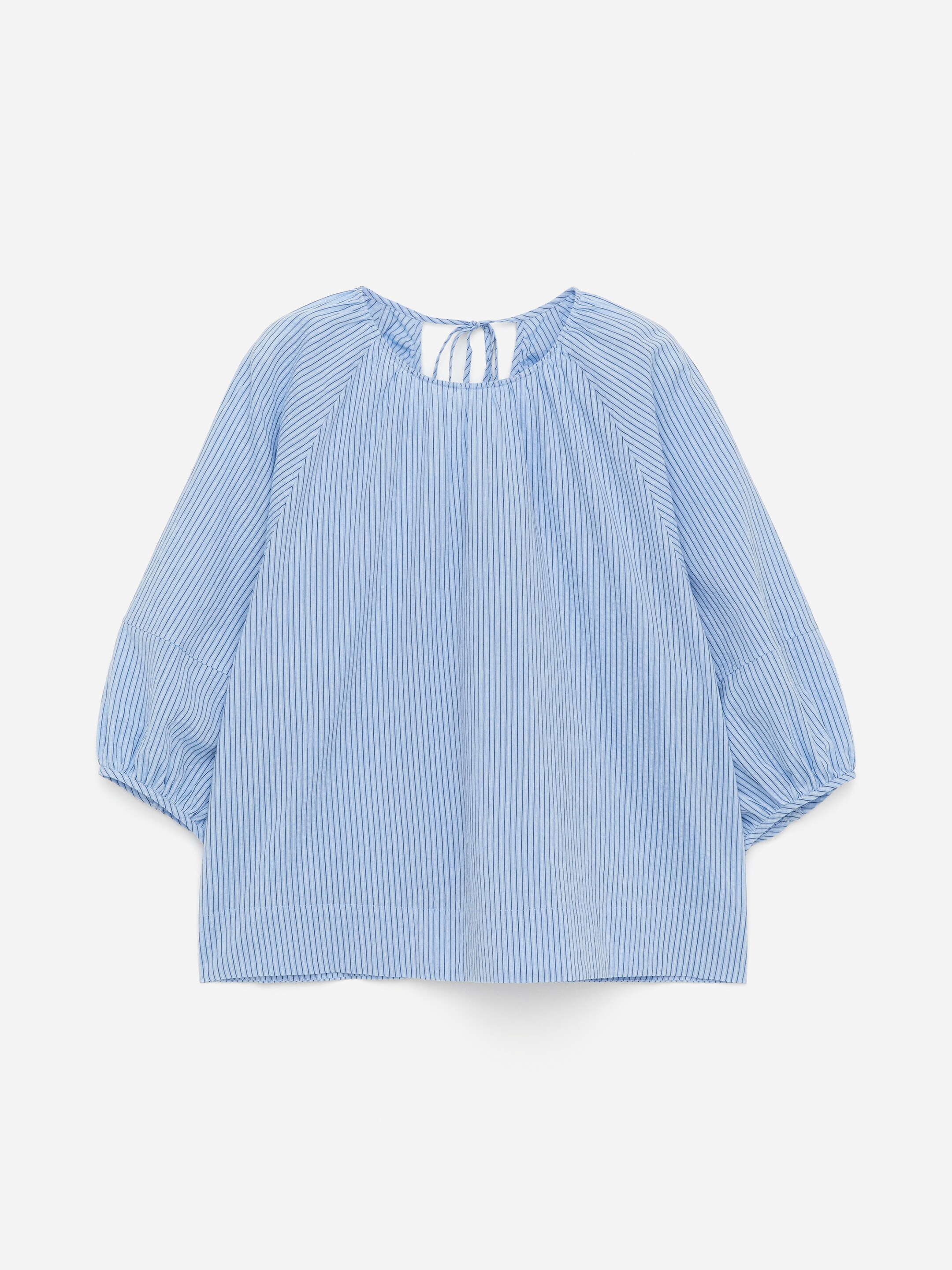 Agrandir l'image: Chemisier décontracté en coton et lin - Bleu clair/Rayures - FEMME | H&M FR 5