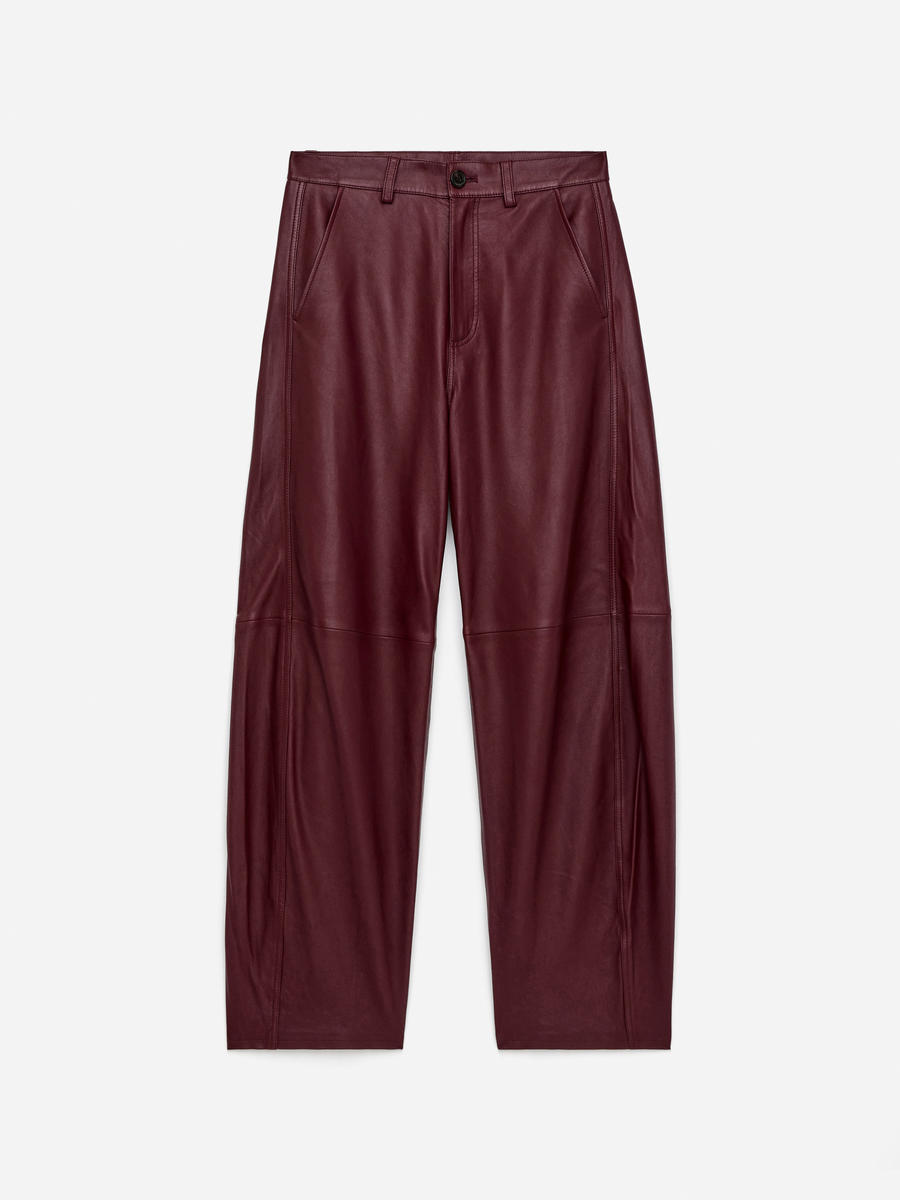 ARKET Women's  Barrel Leather Trousers Red,  size 42
