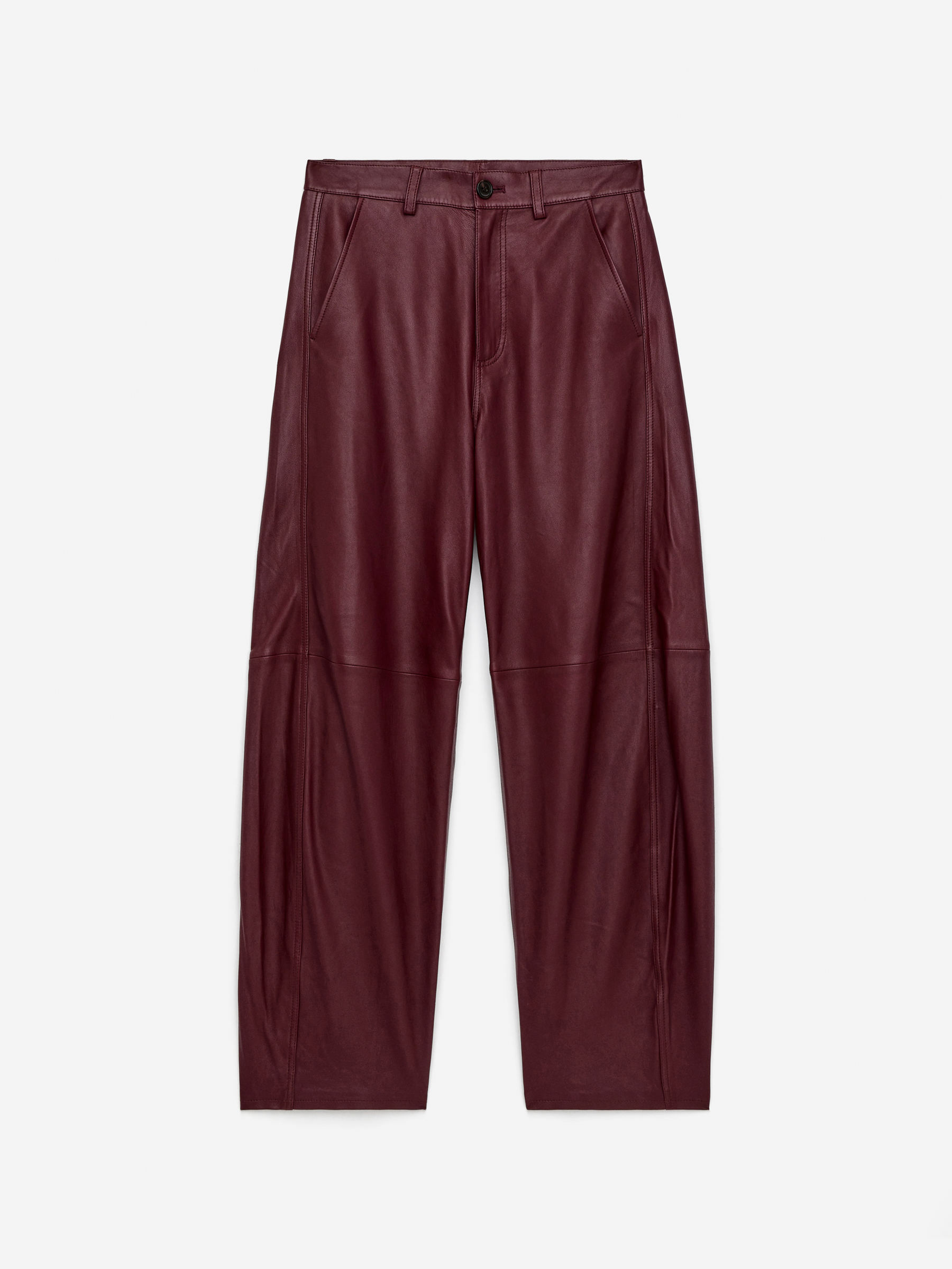 Barrel Leather Trousers-#8D404C-16872