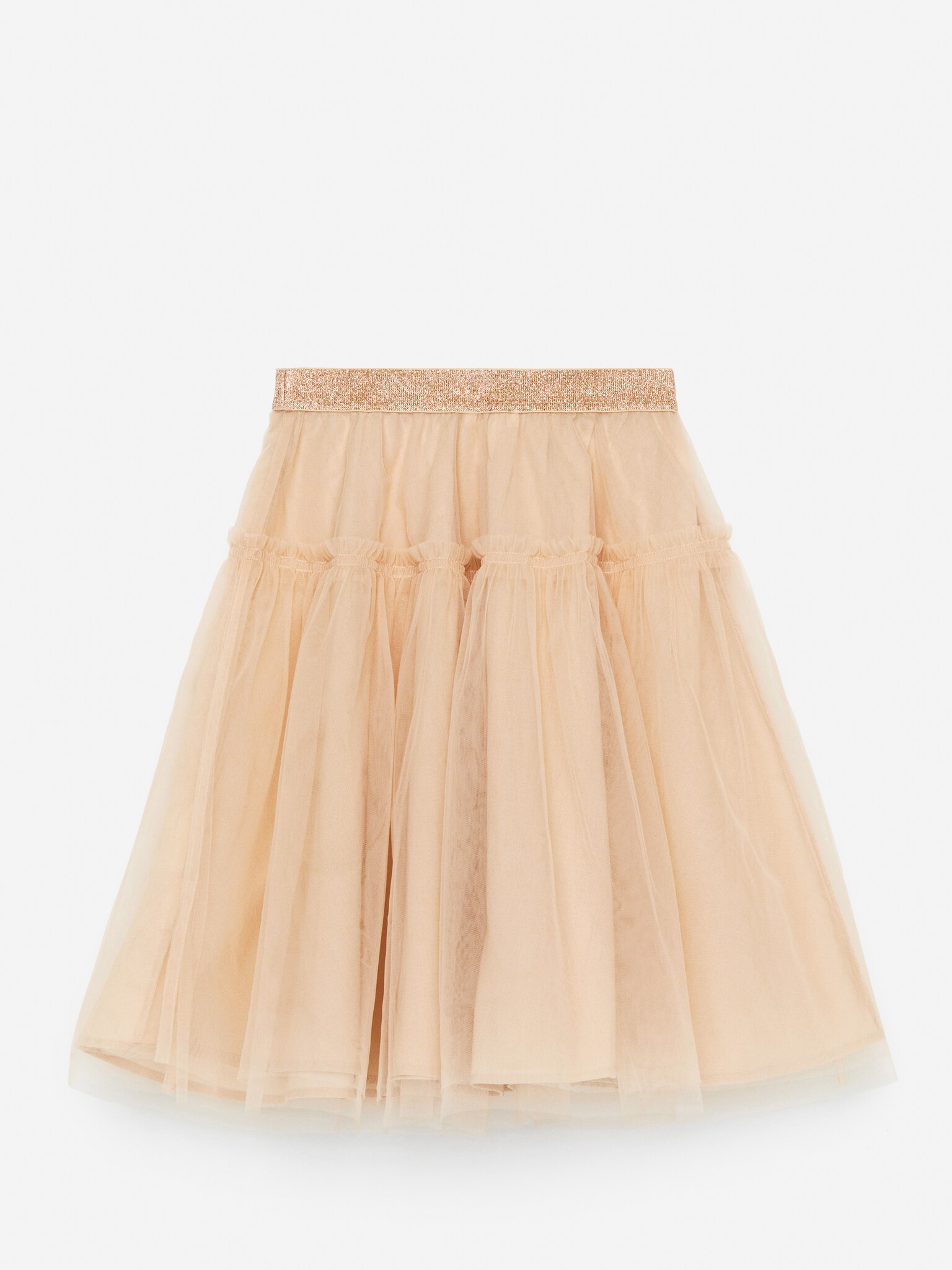 Tiulowa spódnica - Beżowy/Liliowy/Zielony - 2