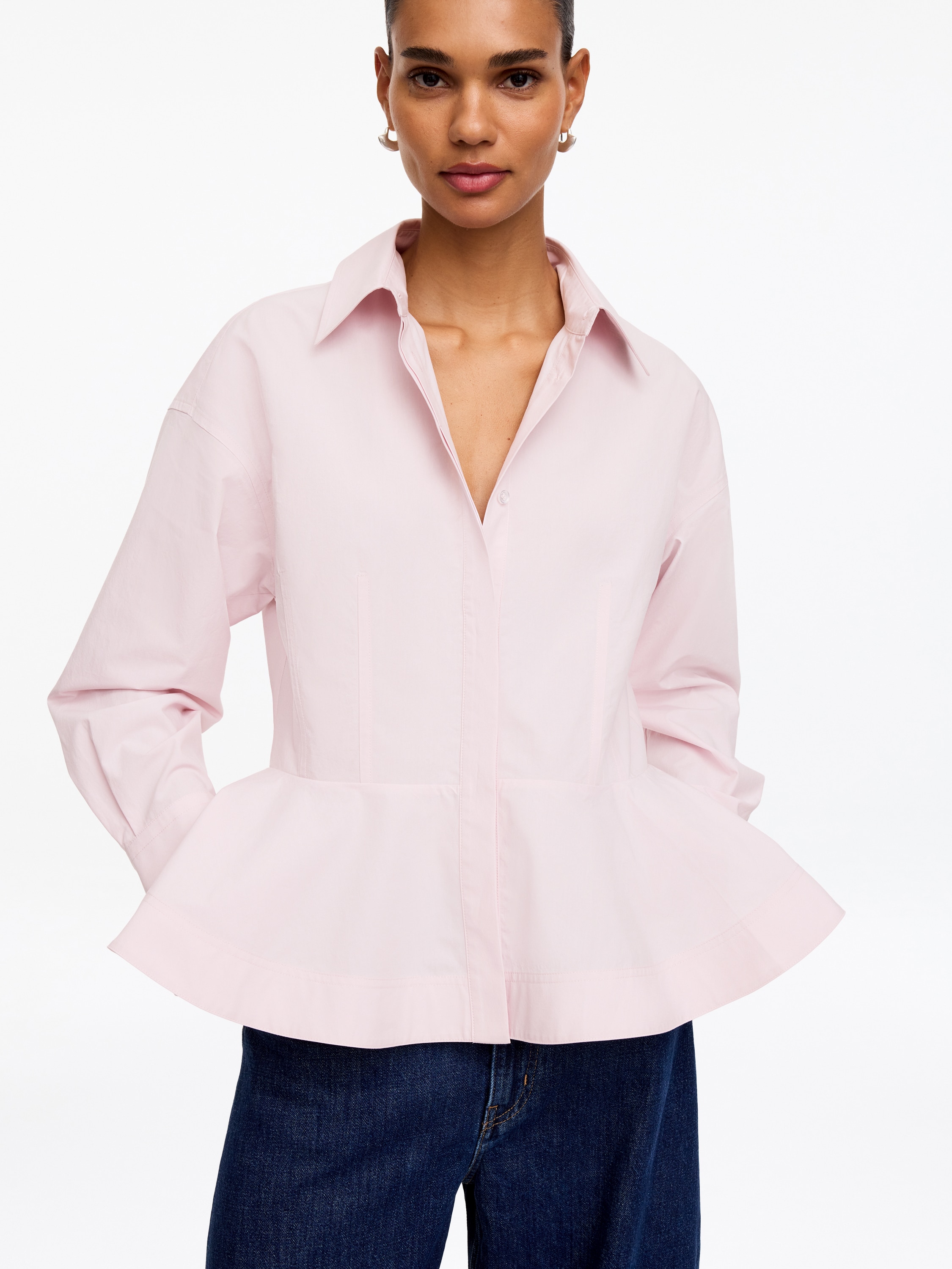 Cotton Peplum Shirt – Pink – ARKET NO