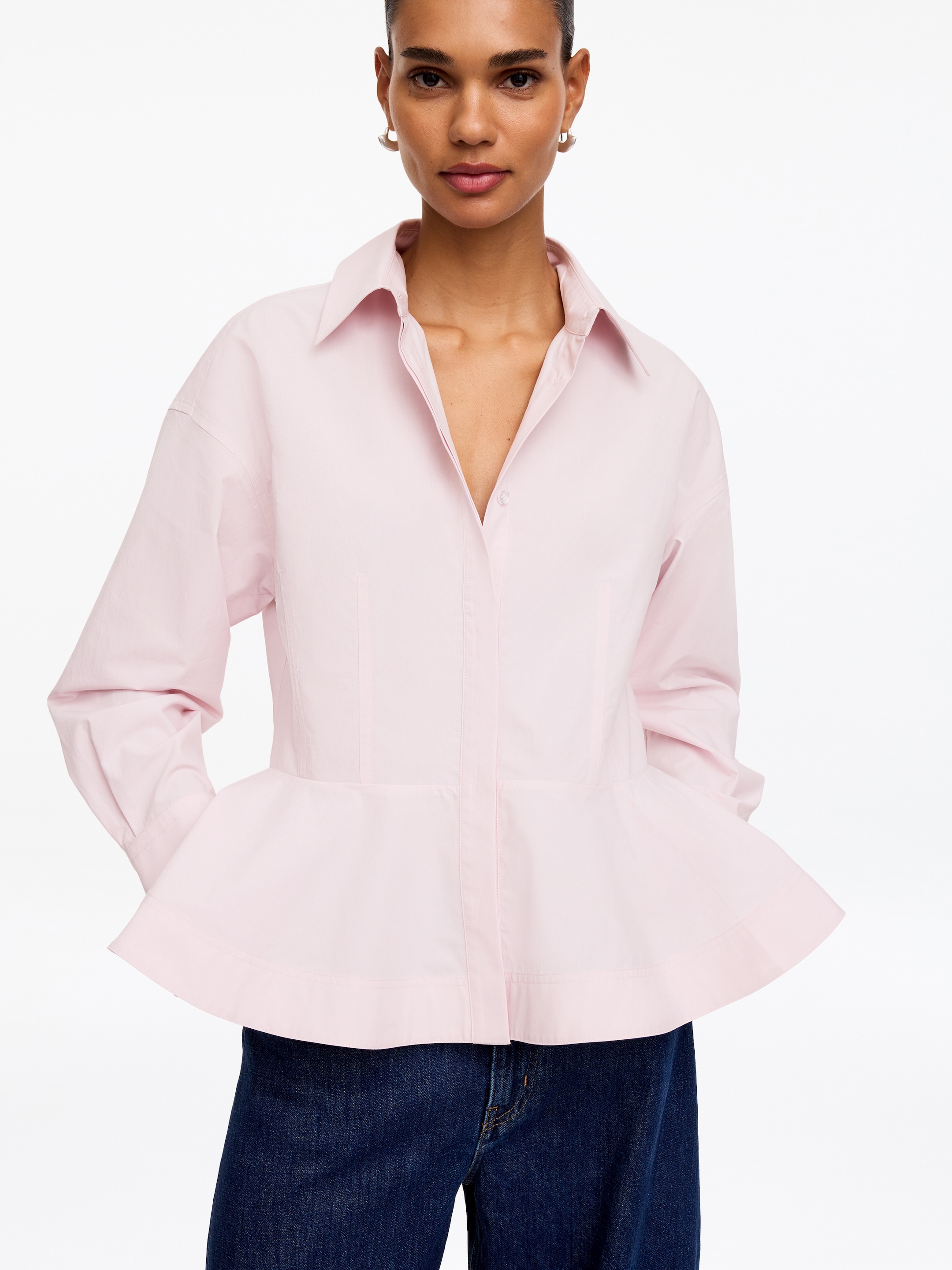 Cotton Peplum Shirt - Pink - Slim fit - women - StillMedia/Lookbook - 2