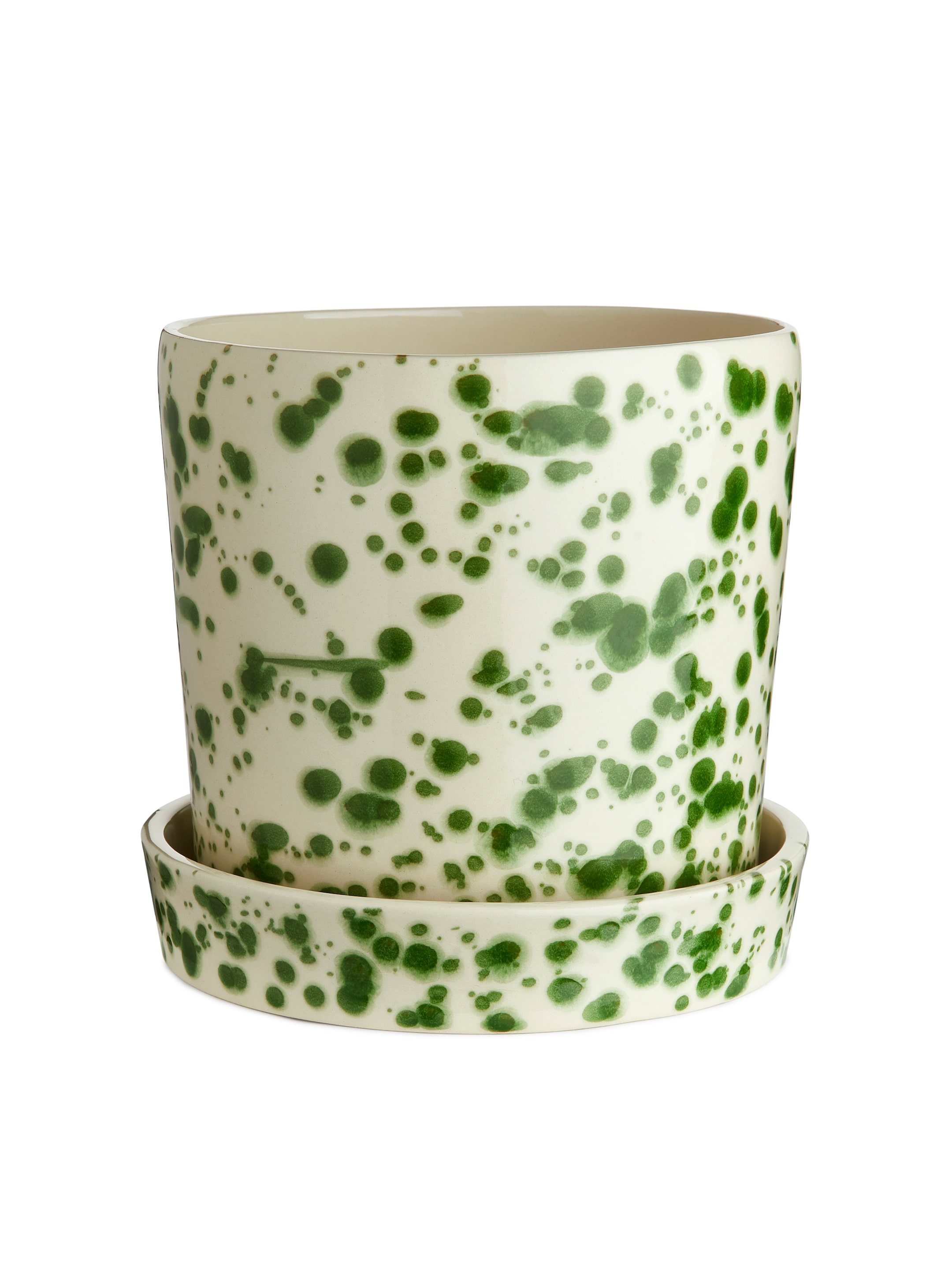 Grösseres Bild ansehen: Blumentopf aus Steingut, 18 cm - Cremeweiß/Grün - HOME | H&M CH 1