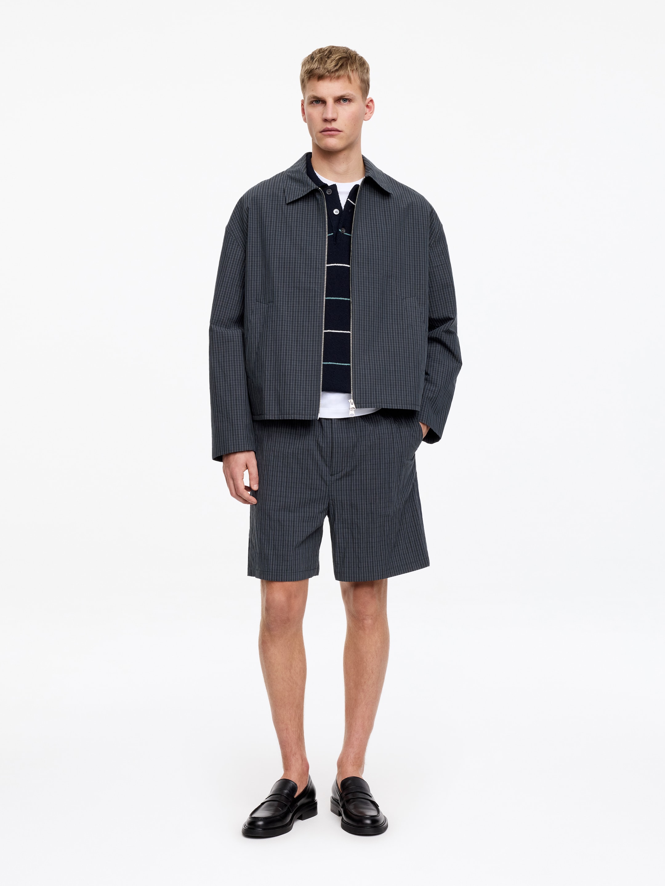 Short en coton mélangé - Bleu/Carreaux - Relaxed fit - Homme - StillMedia/Lookbook - 5