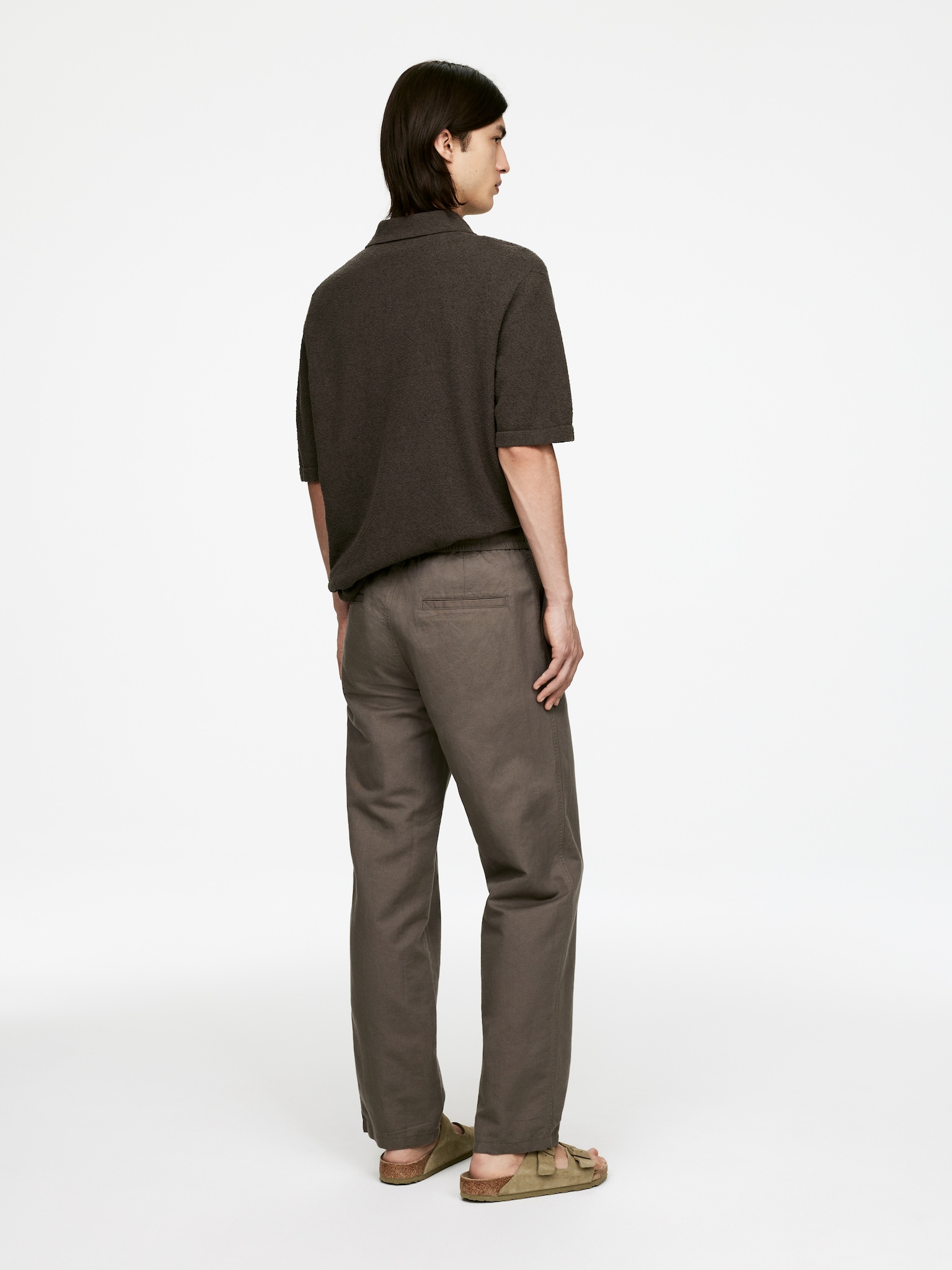 Pantalon en mélange de lin - Taupe/Beige/Vert kaki/Bleu foncé - 3