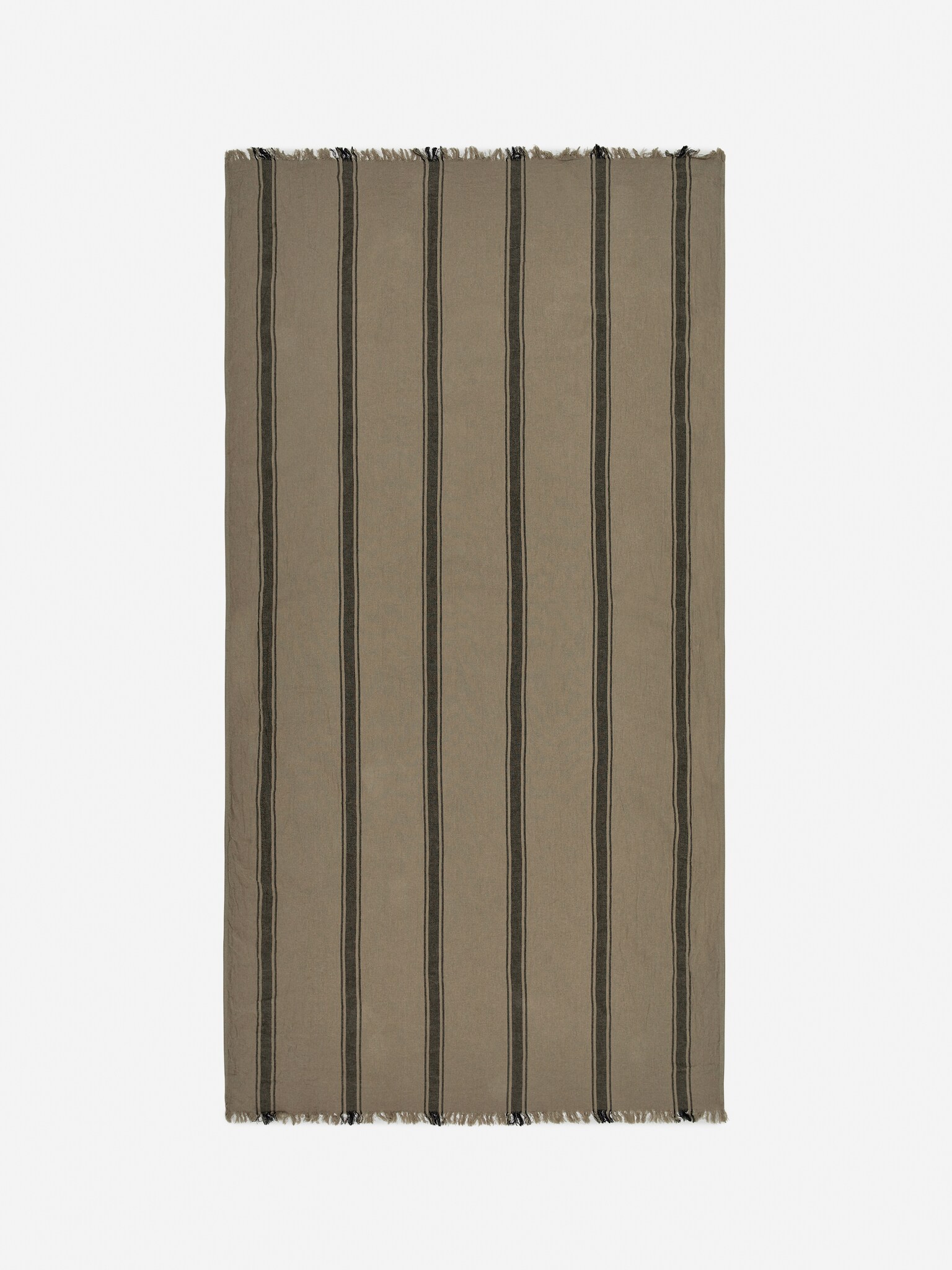 Woven Cotton Towel - Khaki Green/Brown/Off White/Brown - 4