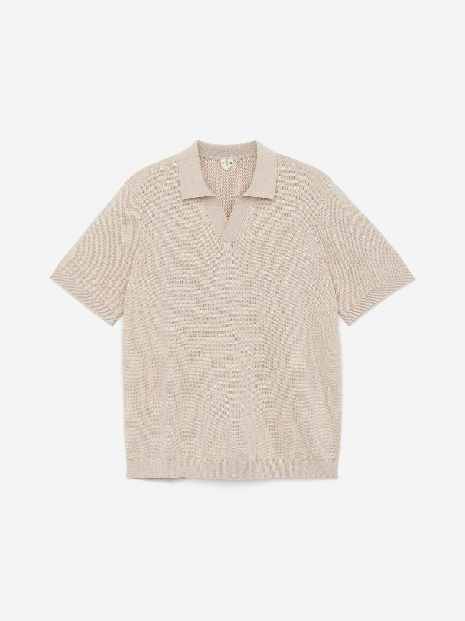 Textured Polo Shirt - Off White/Dark Blue/Light Brown