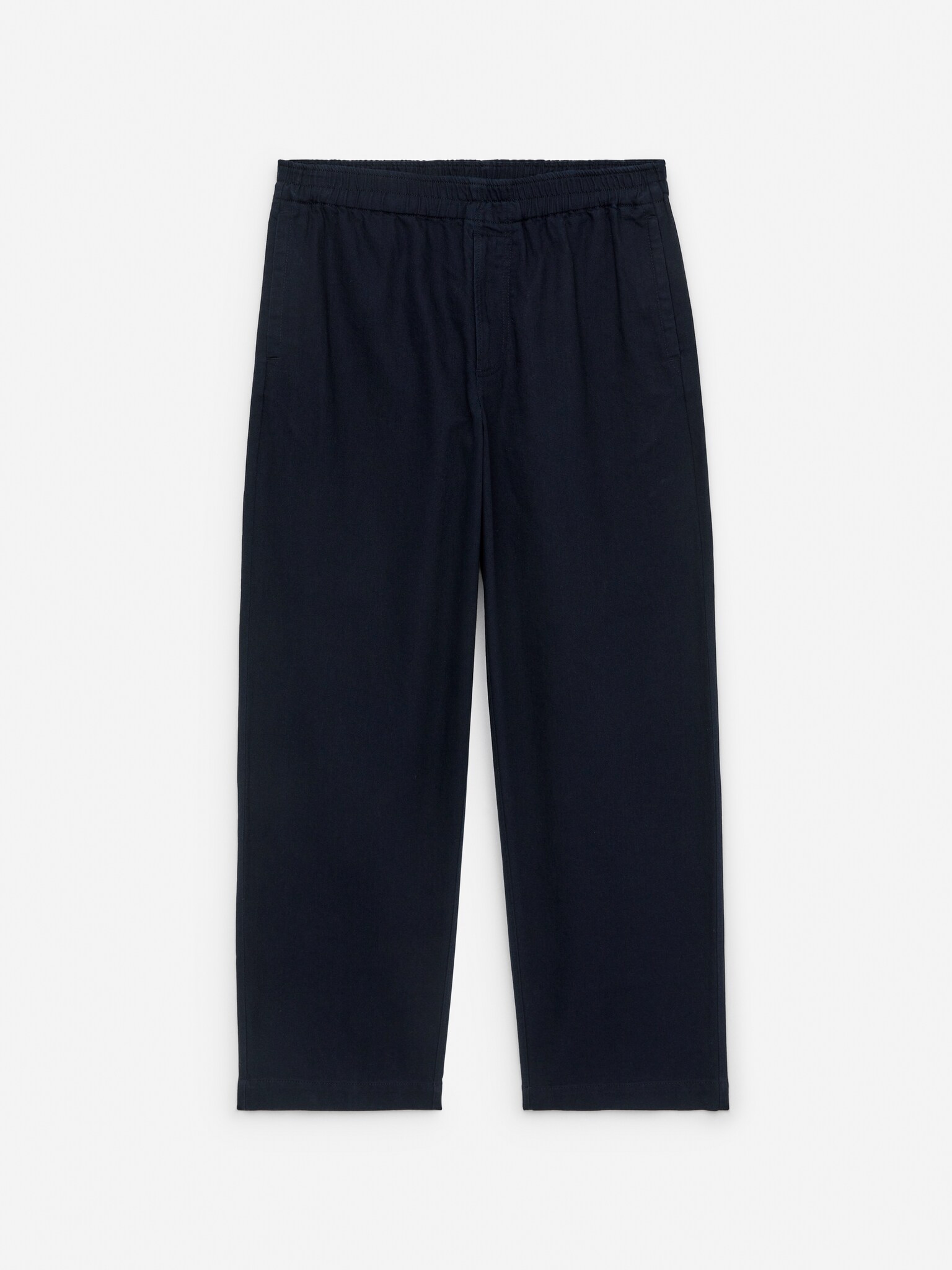 Pantalones relajados de algodón y lino - Azul oscuro