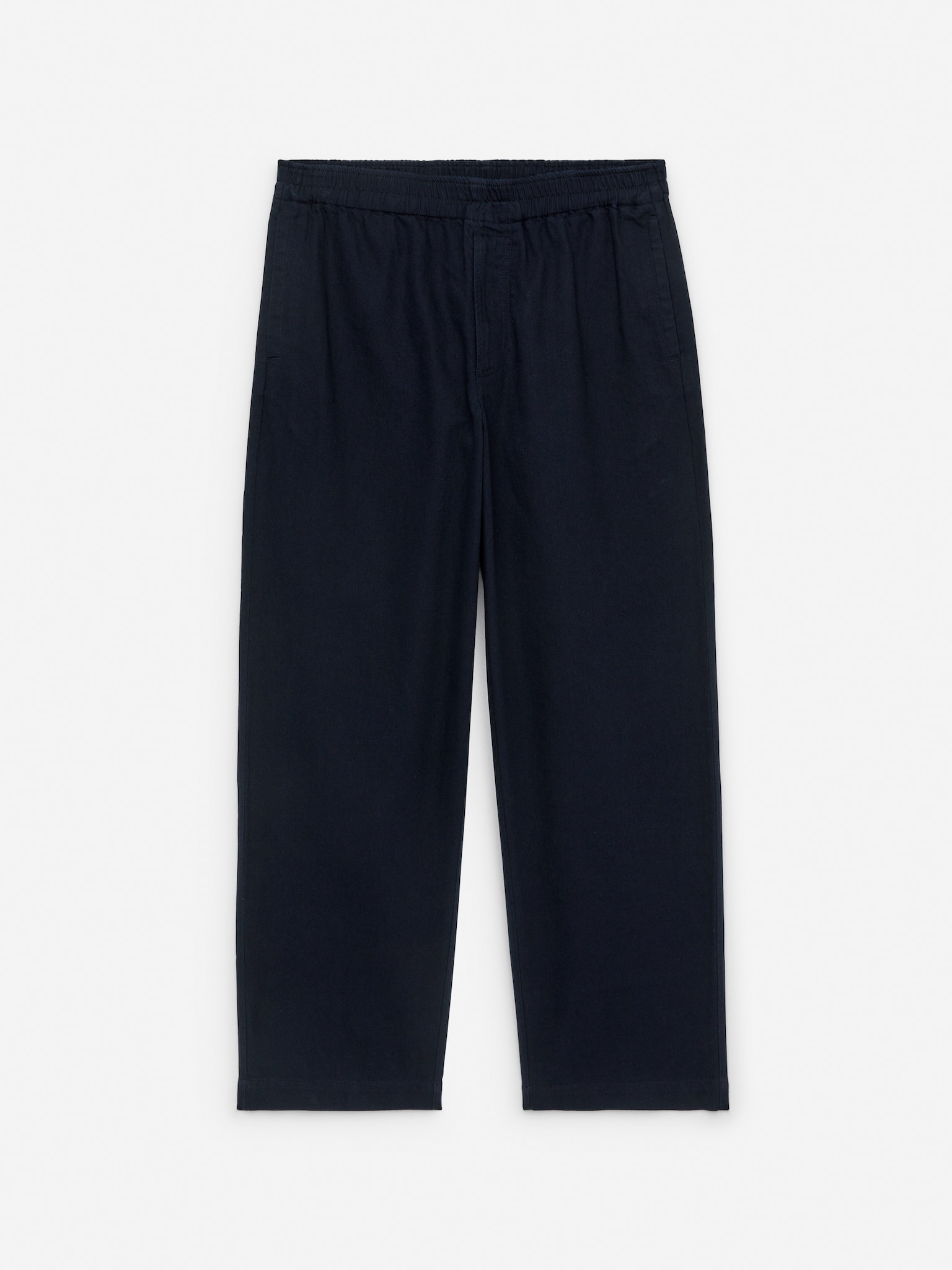 Pantalon décontracté en lin de coton - Bleu foncé/Blanc cassé - 2